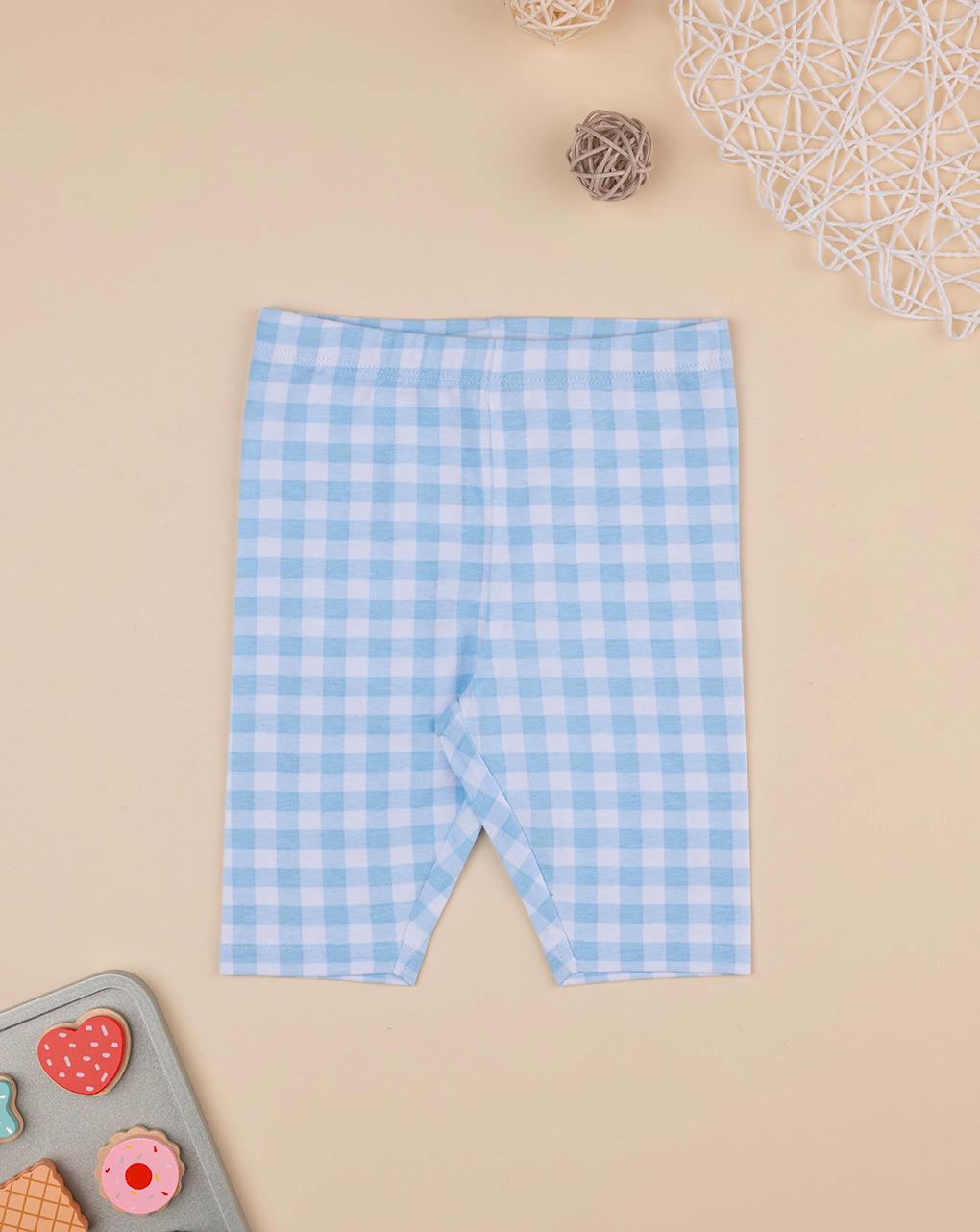 Legging bimba riquadri azzurri