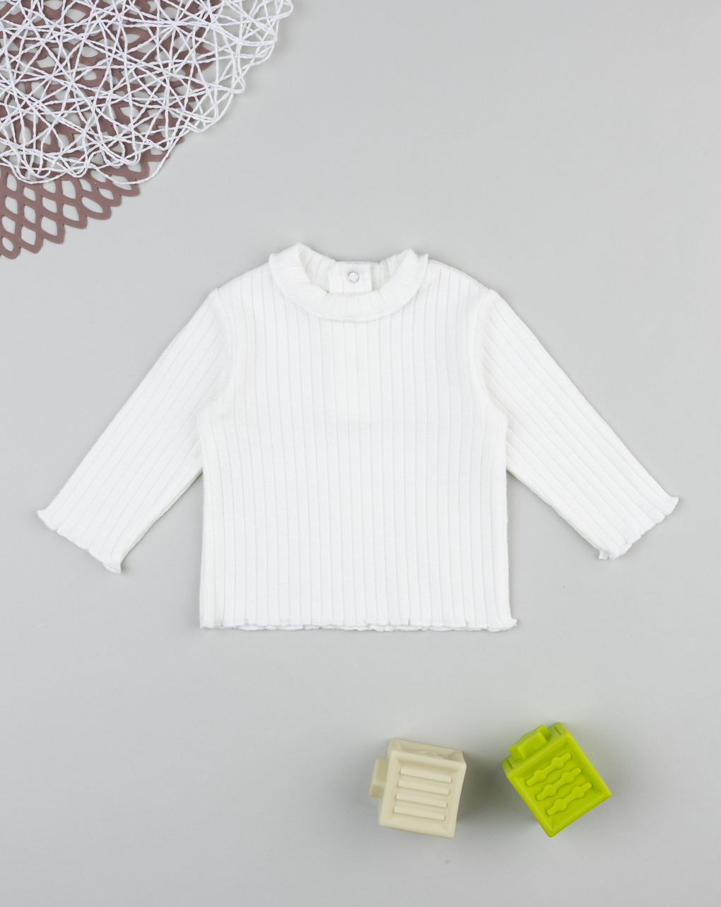 Lupetto coste bimba bianco