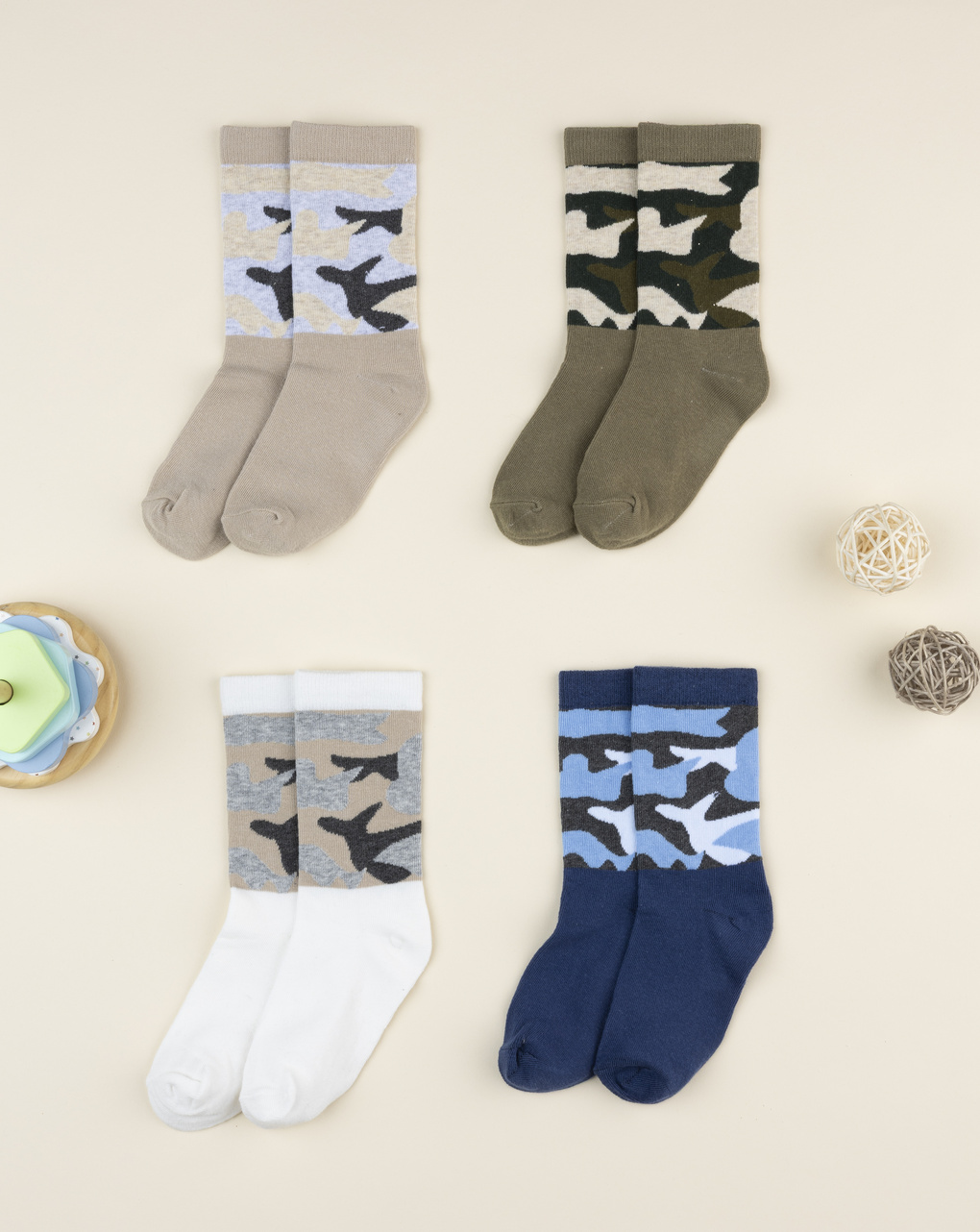 Pack 4 calze bambino camouflage