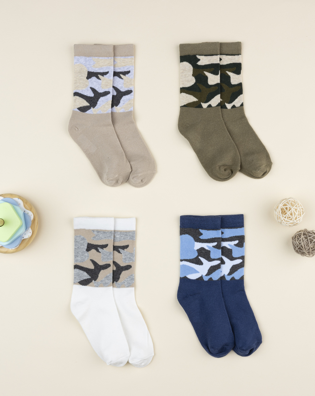 Pack 4 calze bambino camouflage