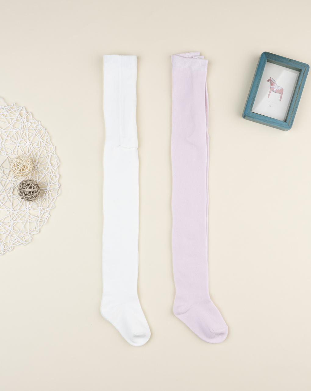 Pack 2 collant bambina panna/rosa