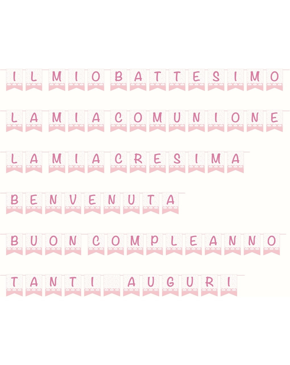Festone 33 bandiere carta 15x20 cm - baby rosa
