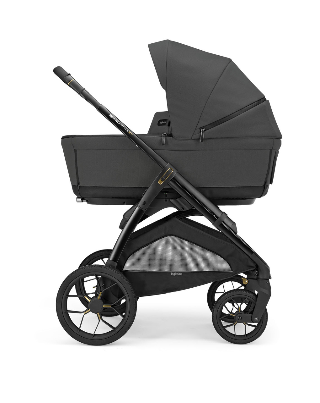 Aptica xt system quattro colore magnet grey con telaio nero e seggiolino auto darwin infant - inglesina