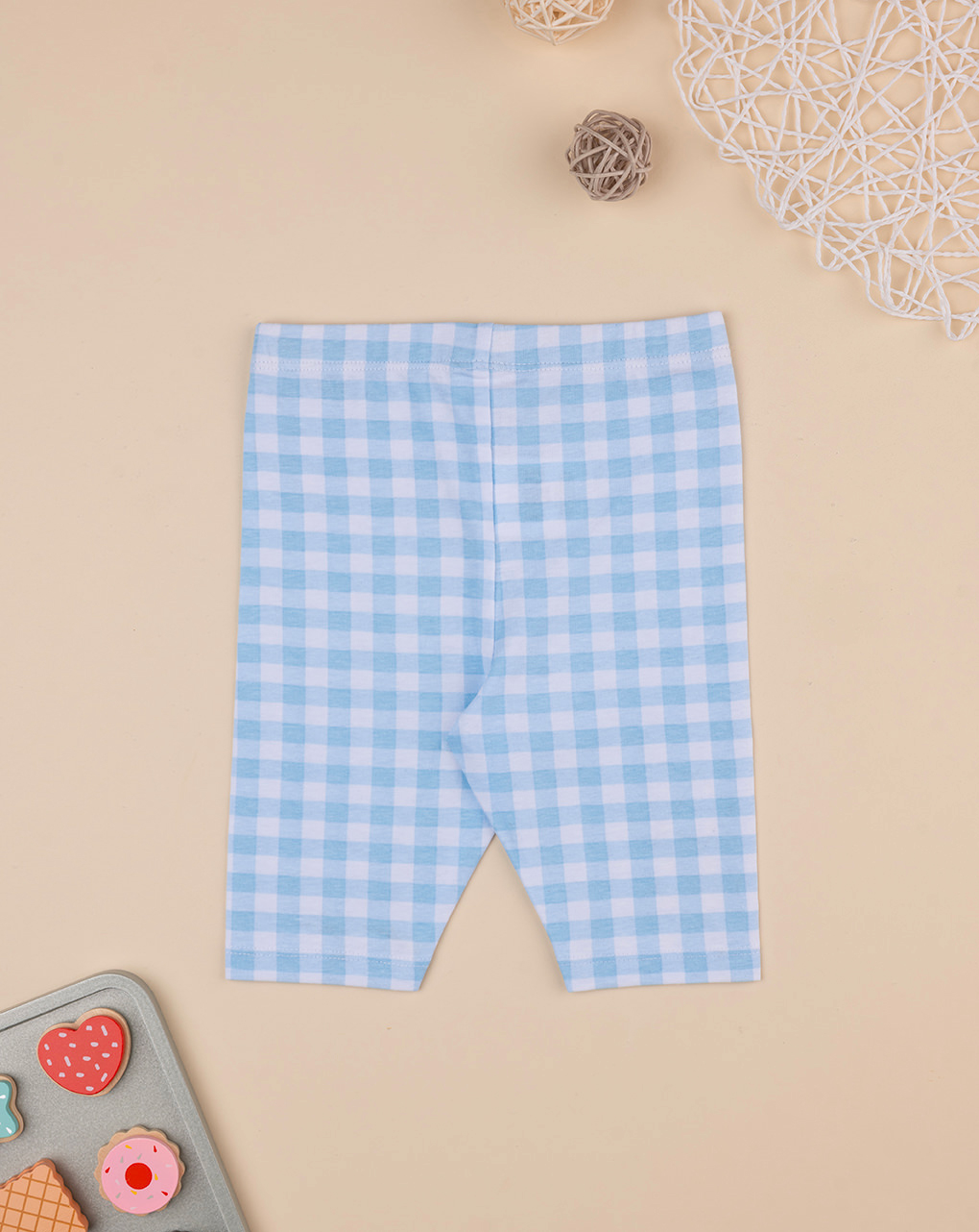 Legging bimba riquadri azzurri