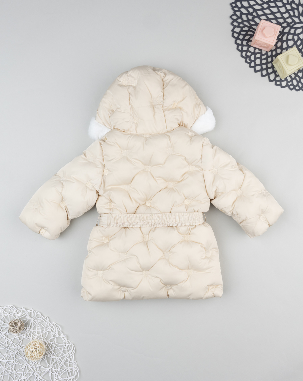 Giubbino bimba beige con fake fur
