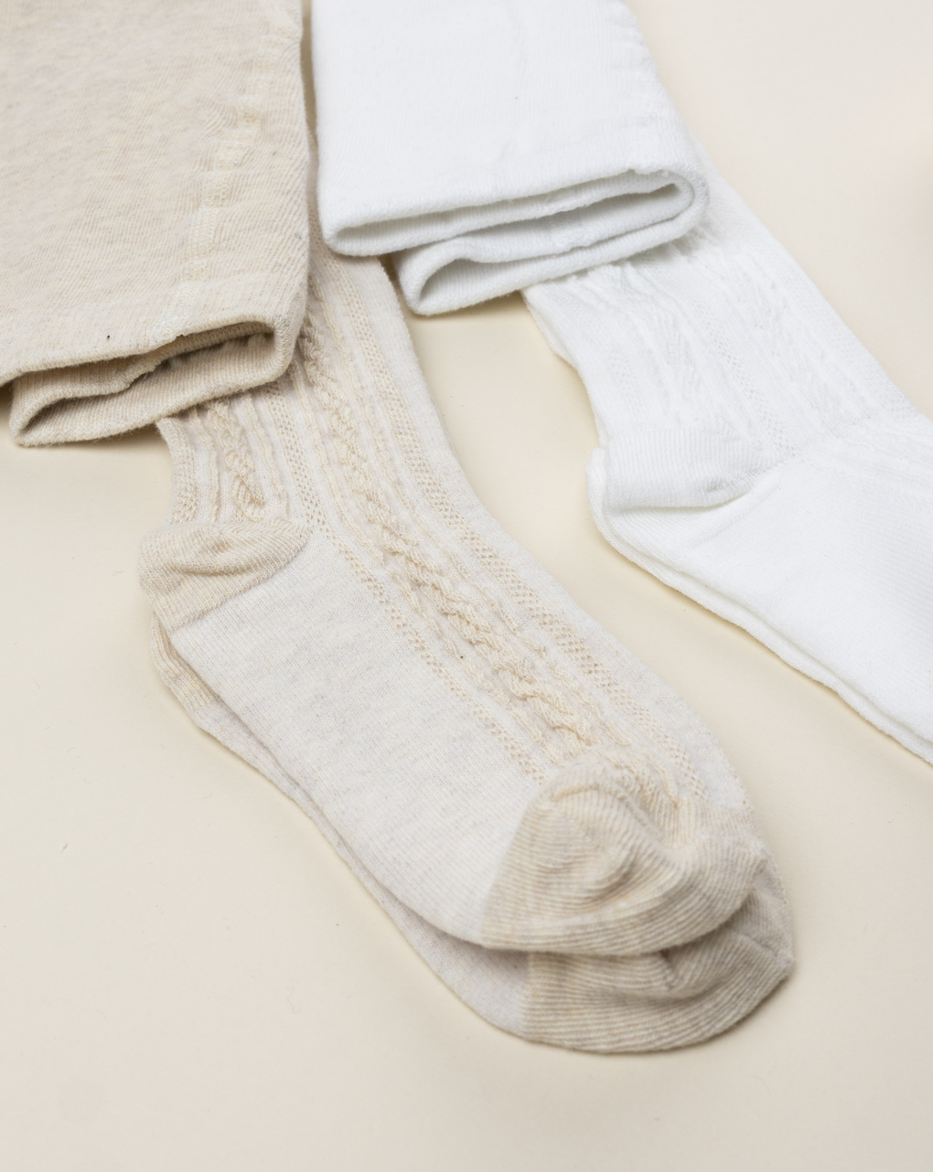 Pack 2 collant bambina beige/bianco