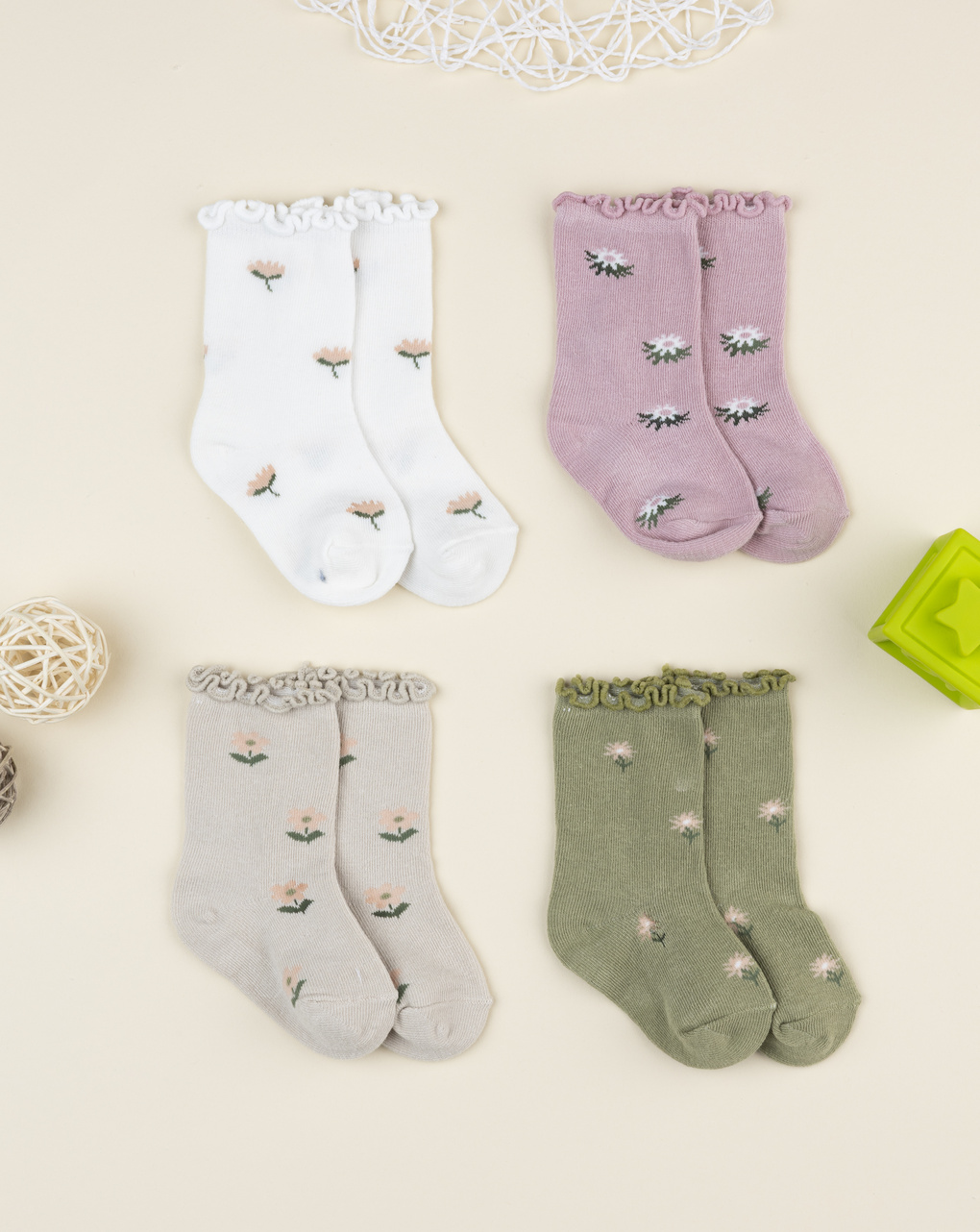 Pack 4 calze bimba fiori