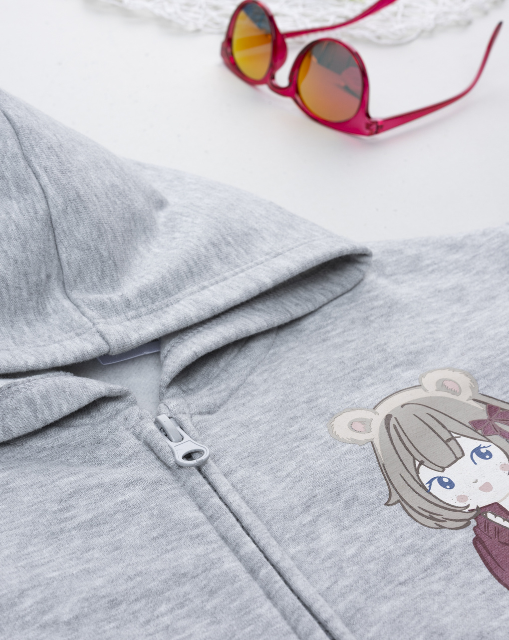 Completo jogging felpato bimba grigio/bordeaux