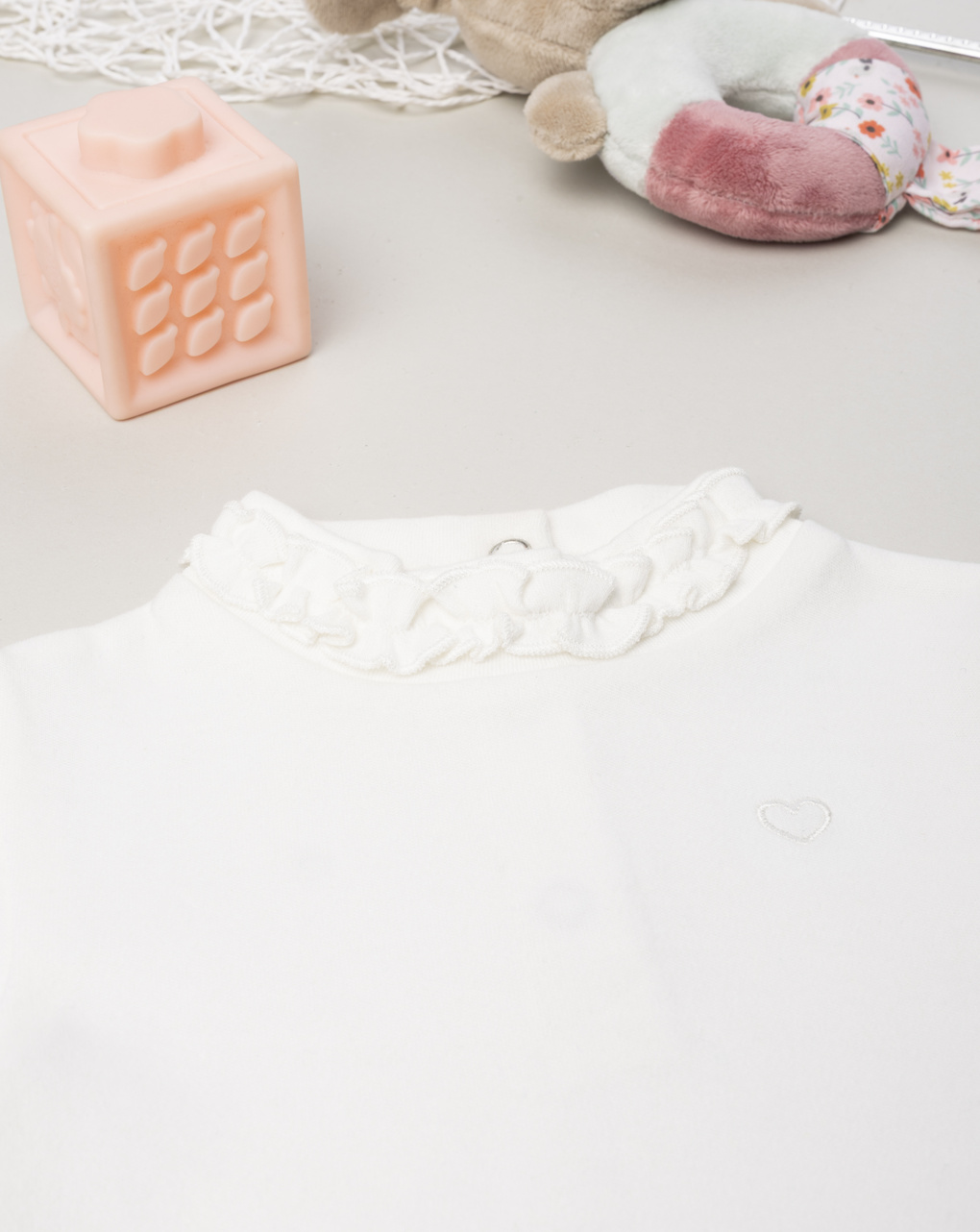 Body bimba bianco frill al collo