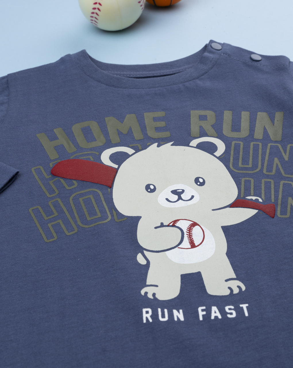T-shirt bimbo blu stampa "run fast"