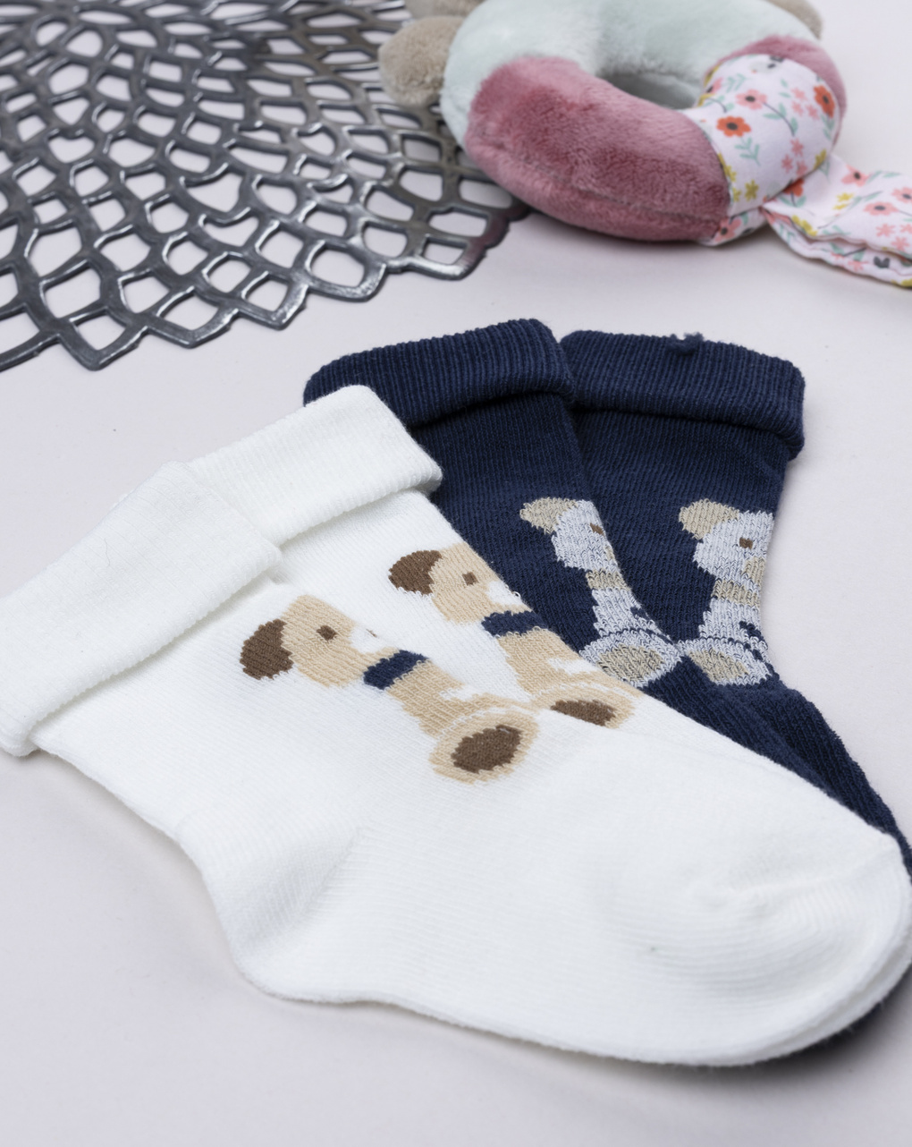 Pack 2 calze bimbo bianco/blu orsetti