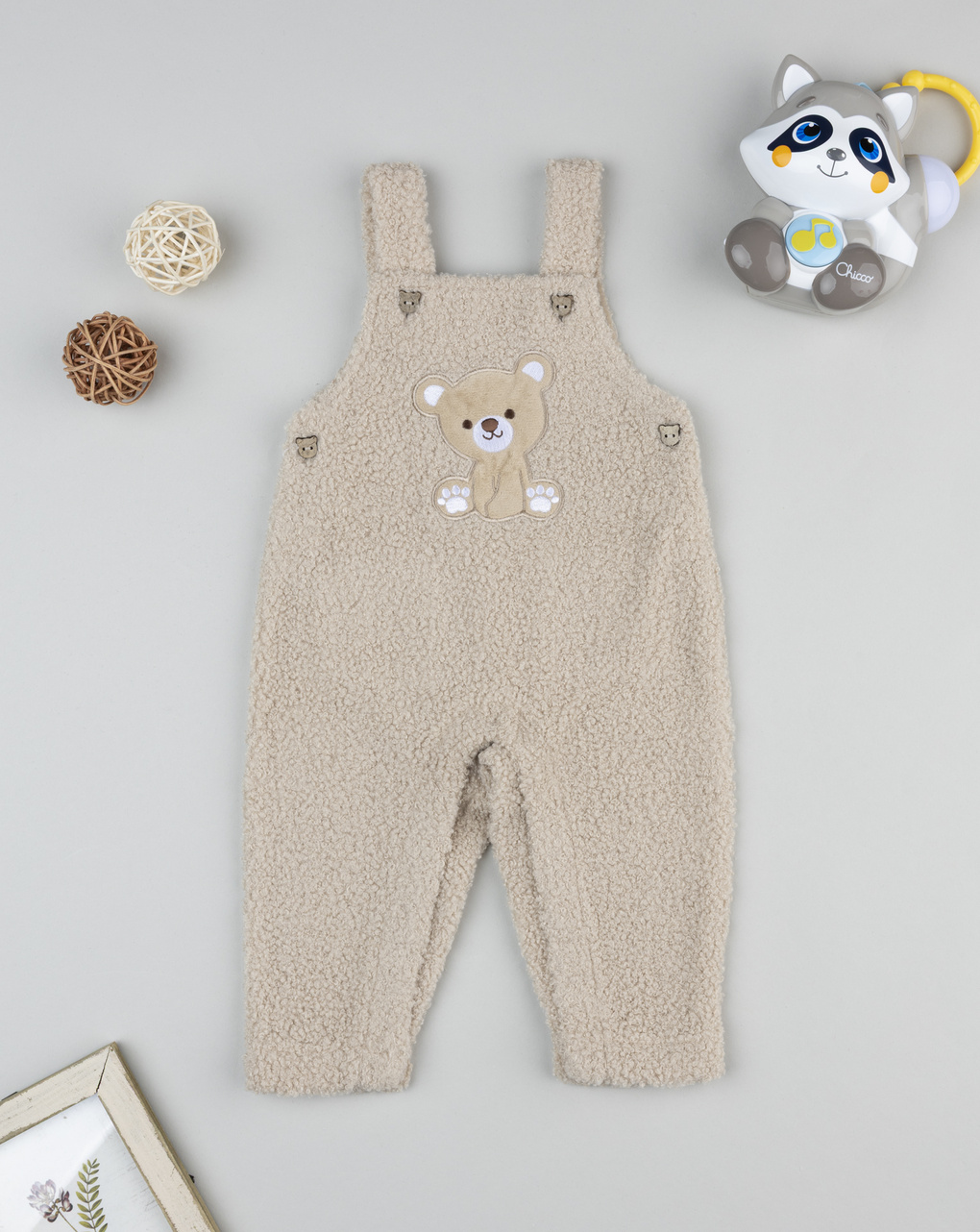 Salopette neonato beige orsetto