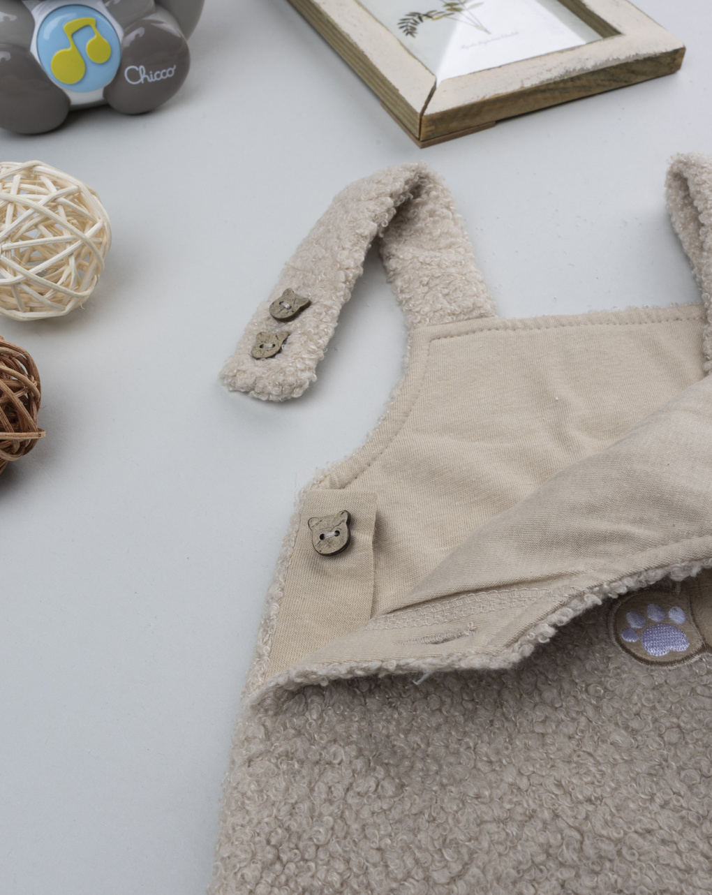 Salopette neonato beige orsetto