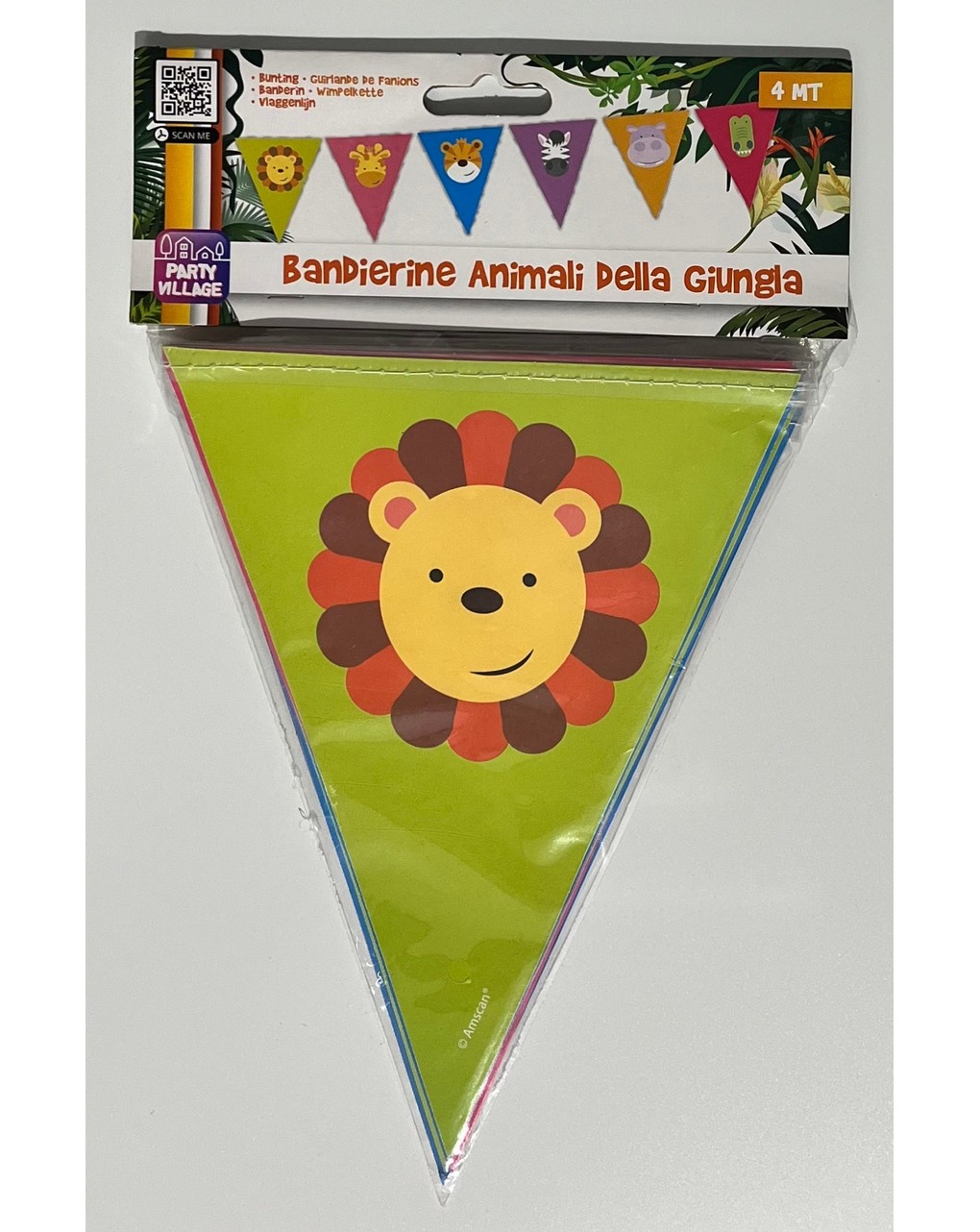Festone bandierine carta 400 cm - animali della giungla