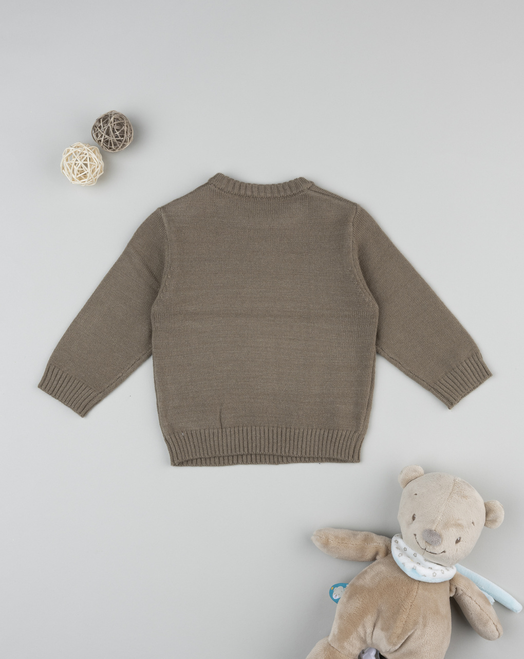Maglia tricot bimbo marrone cagnolino