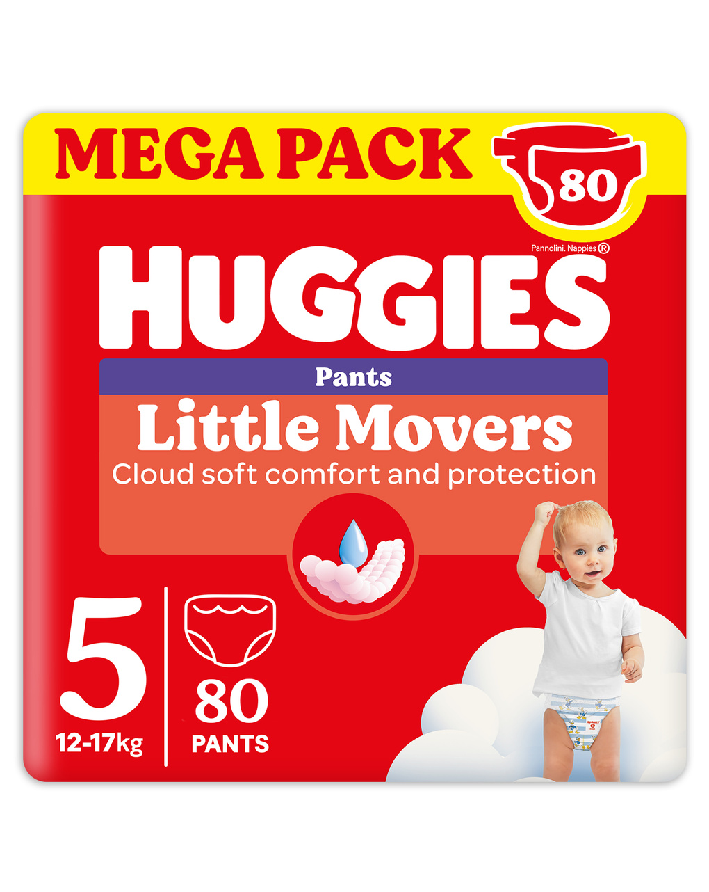 Pannolini little movers mutandina megapack tg.5 - 80 pezzi - huggies