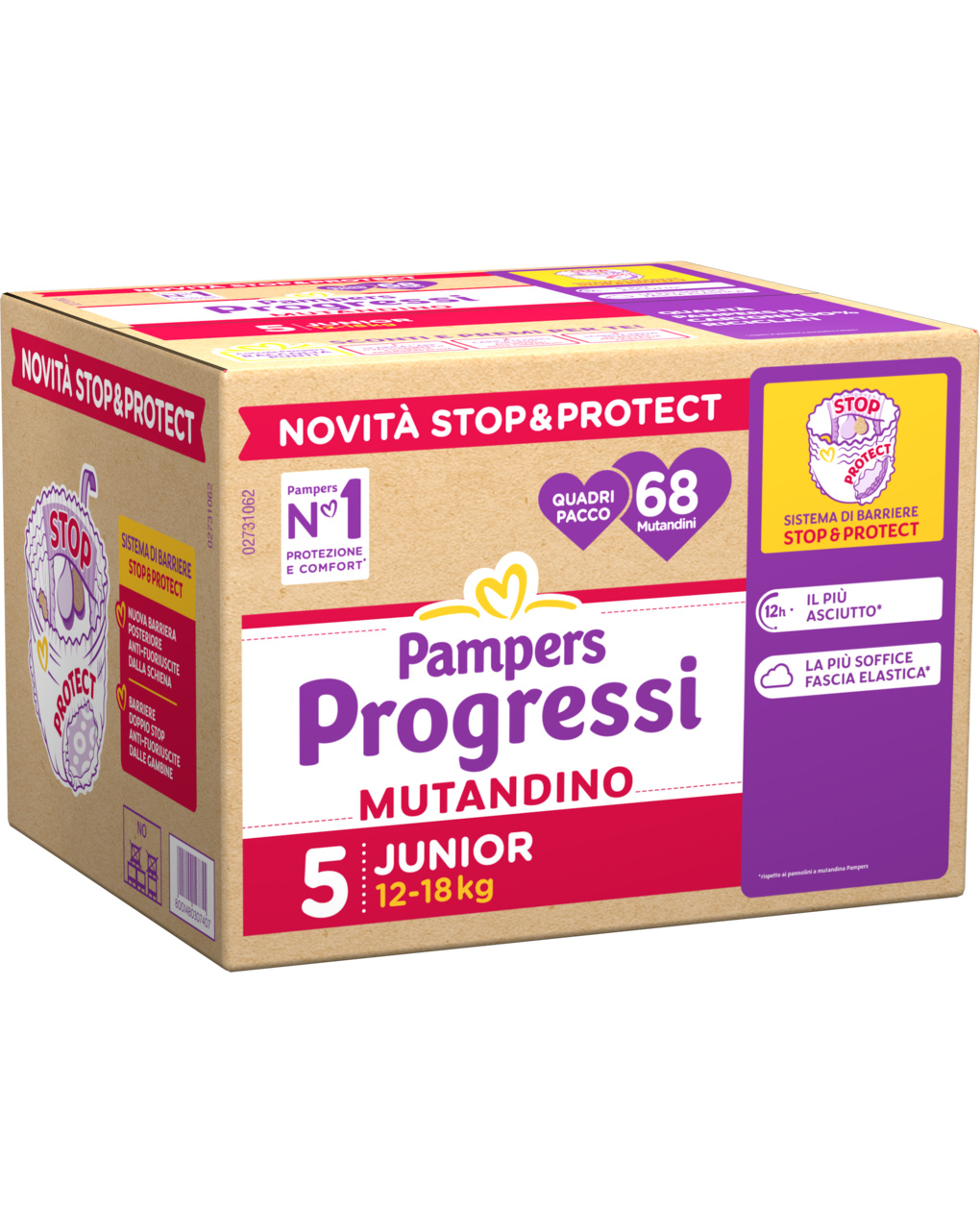Progressi mutandino taglia 5 junior quadri pacco x68 - pampers