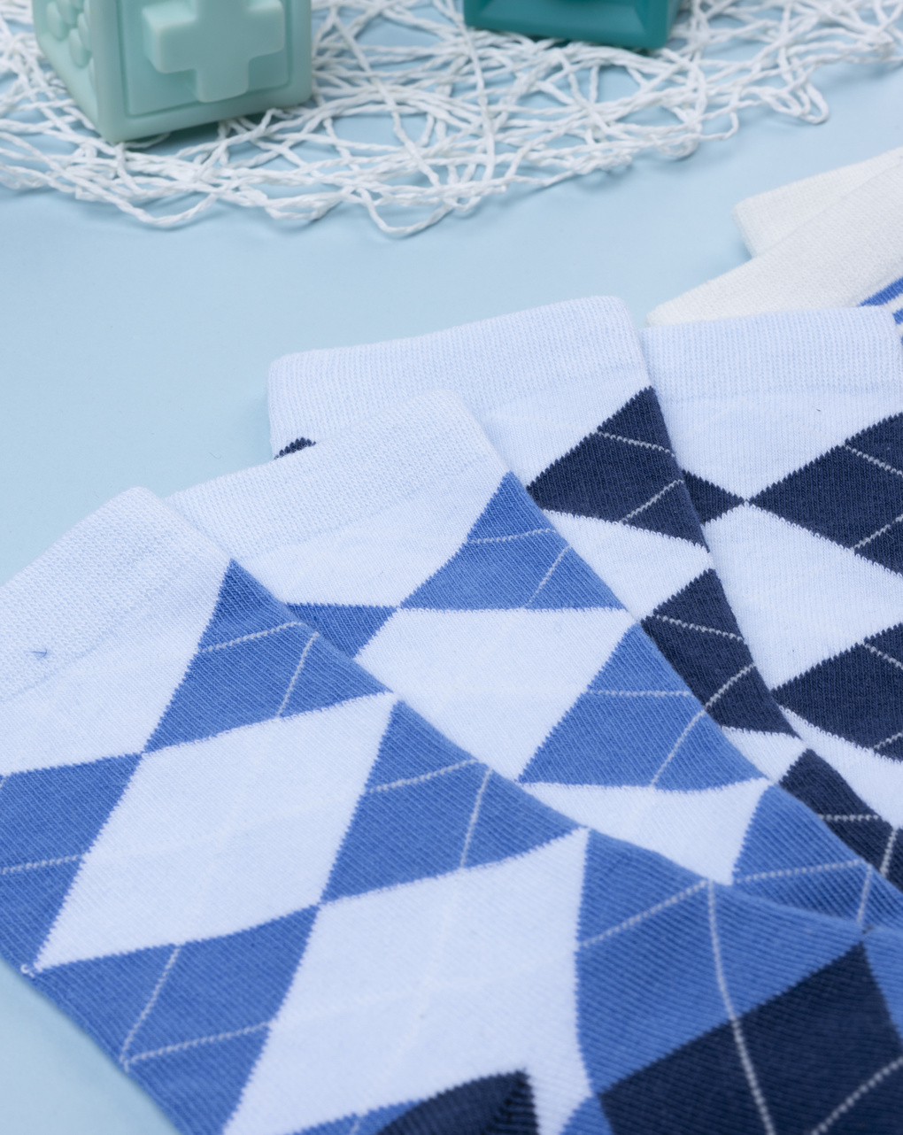 Pack 4 calze bambino blu fantasia