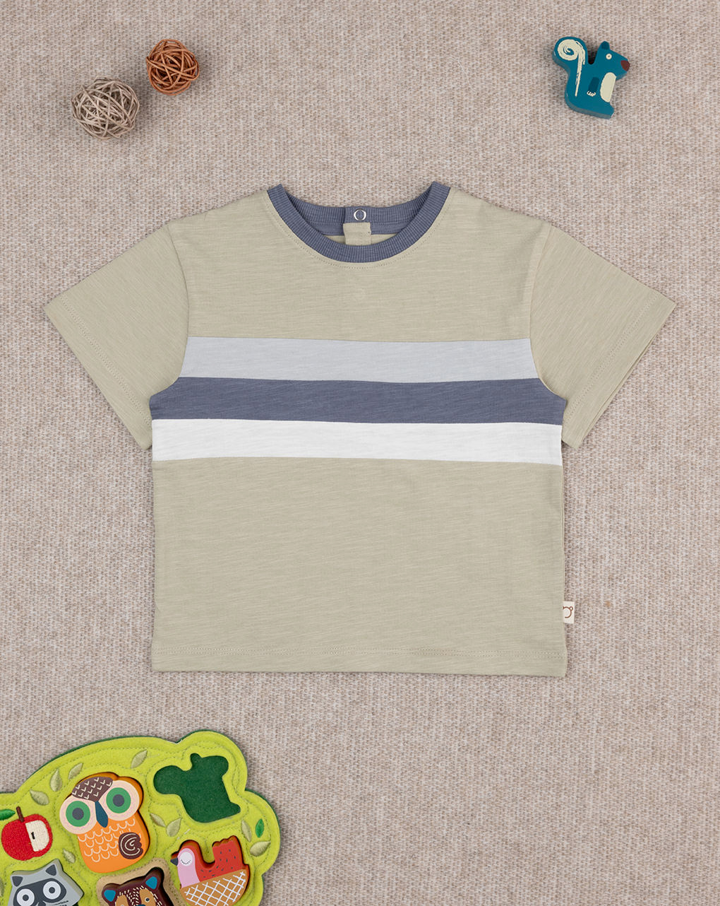 T-shirt bimbo verde righe