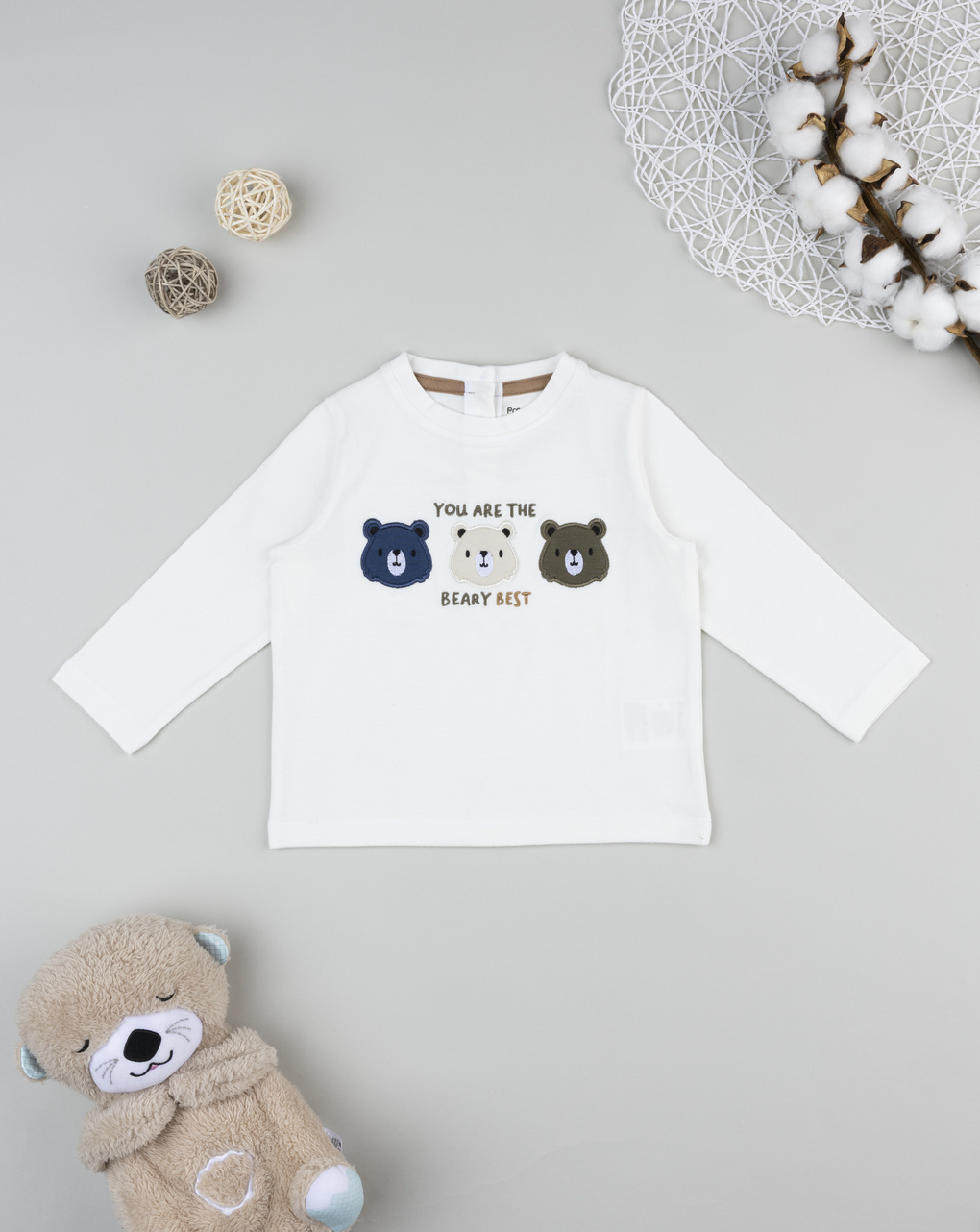 T-shirt bimbo bianca patch 3 orsi