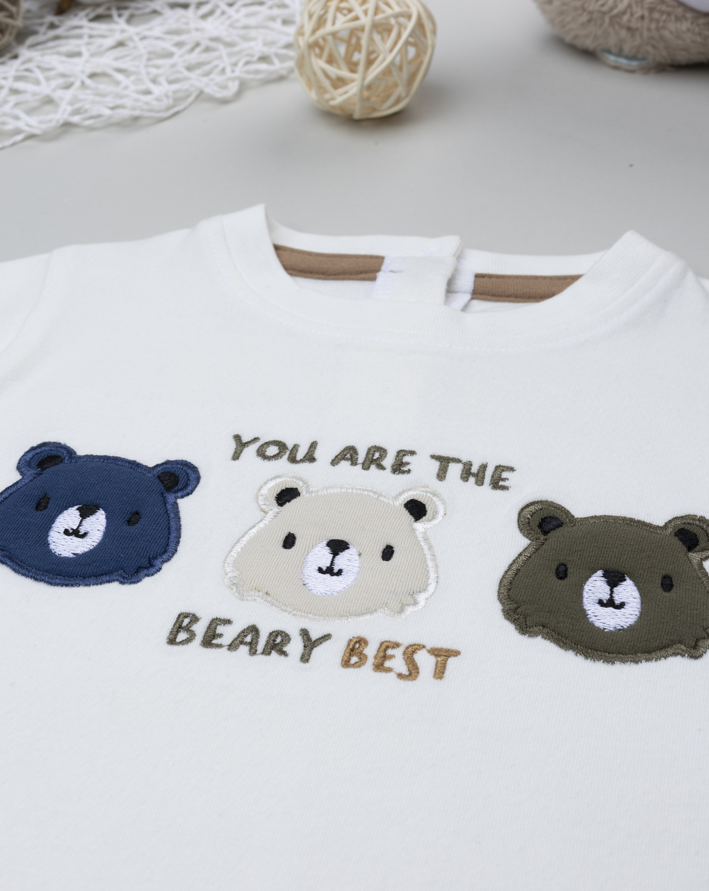 T-shirt bimbo bianca patch 3 orsi