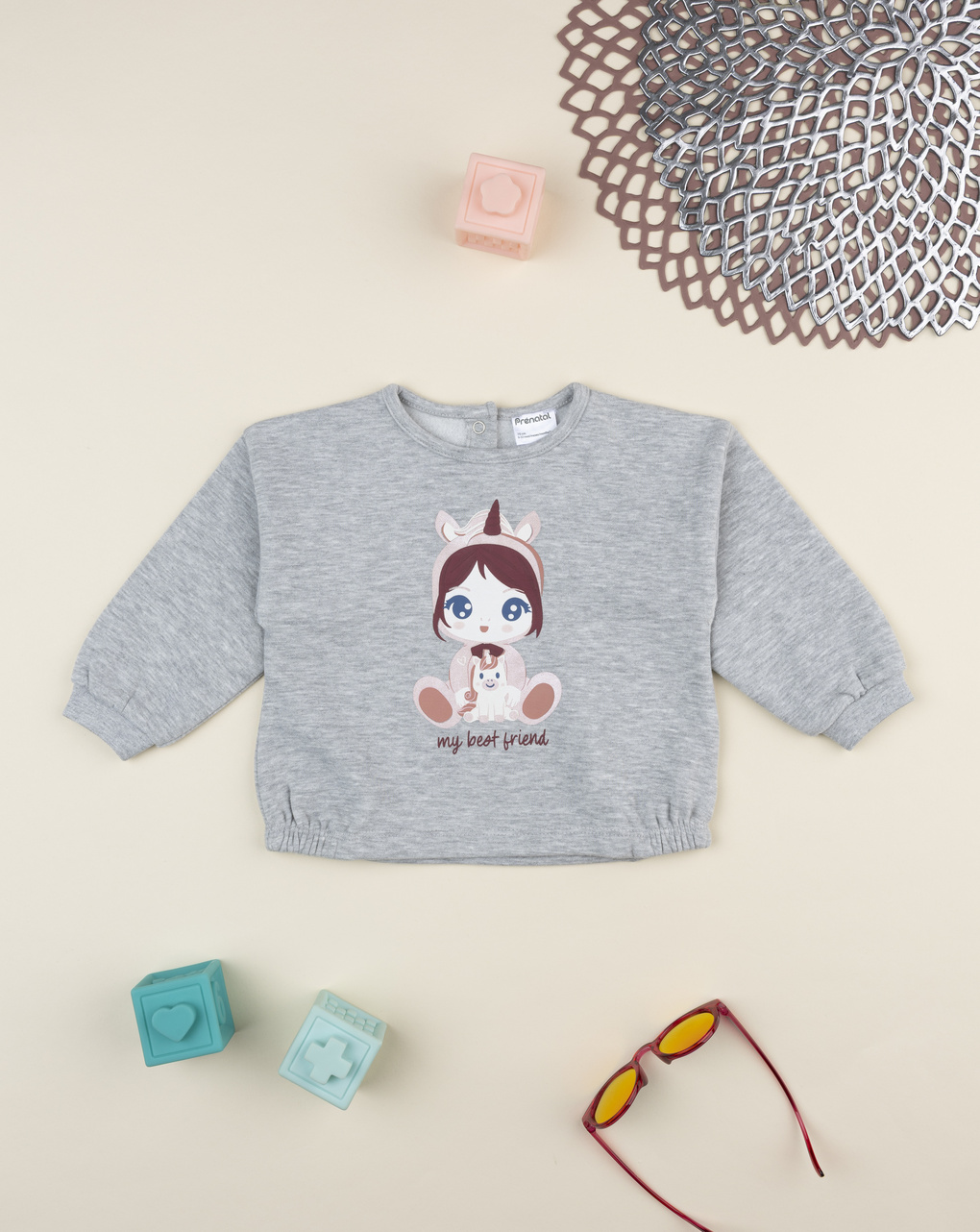 Felpa bimba grigia stampa