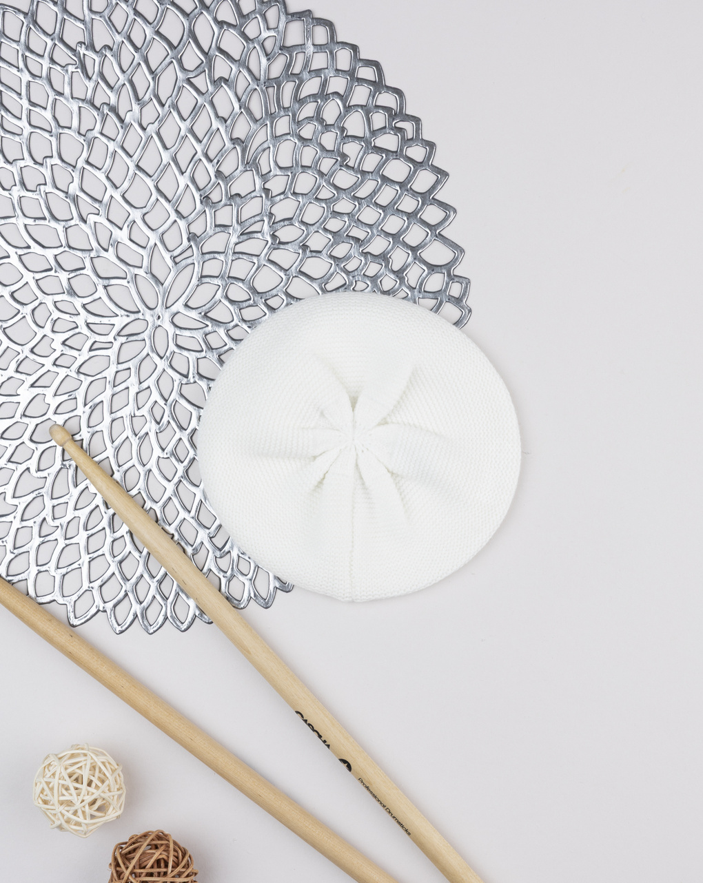 Cappello bianco bimba tricot