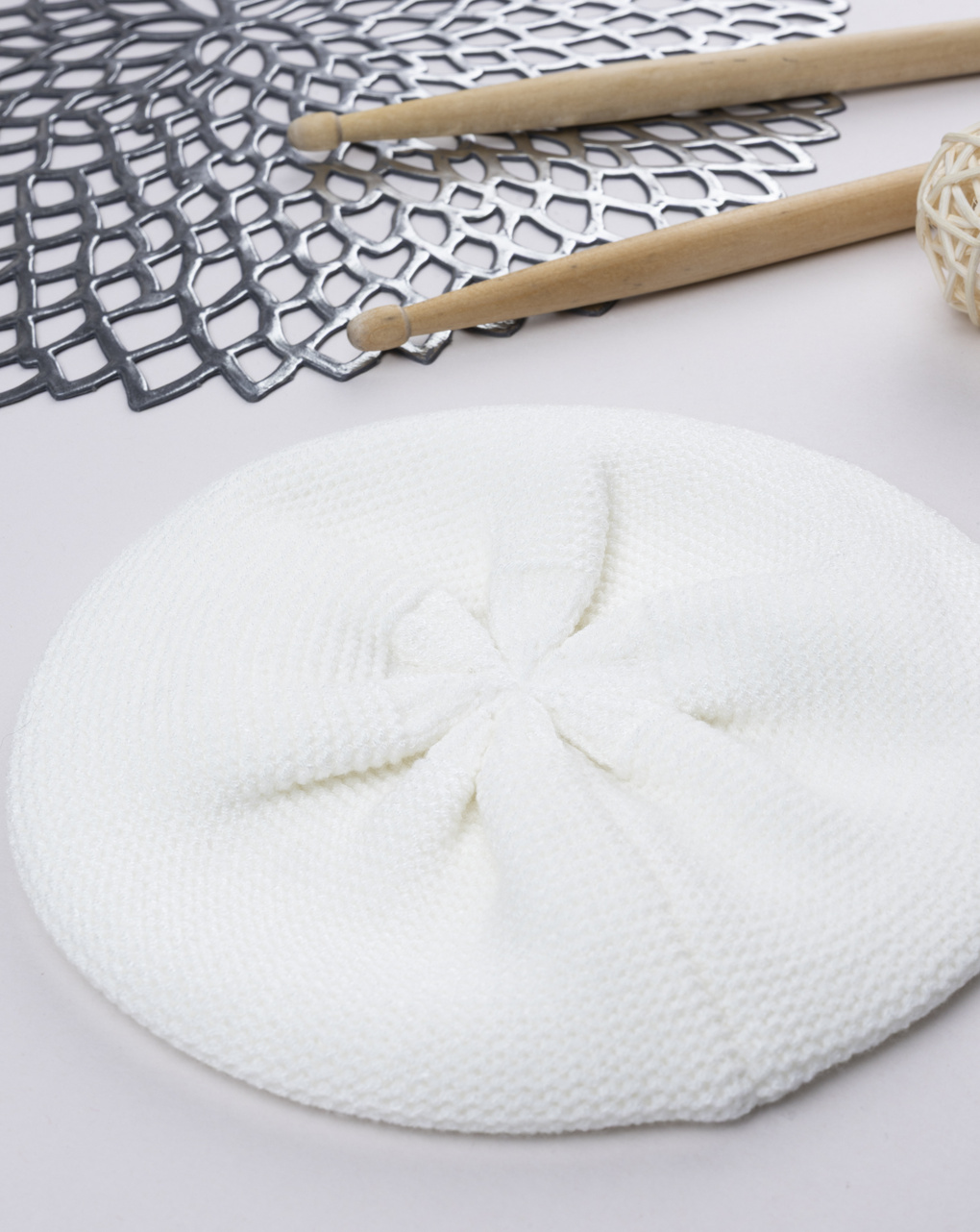 Cappello bianco bimba tricot