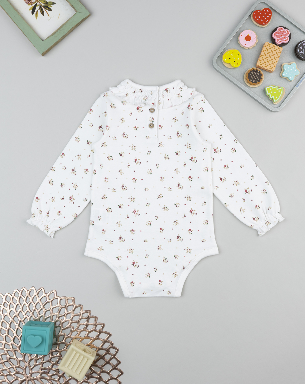 Body bimba bianco fiorellini