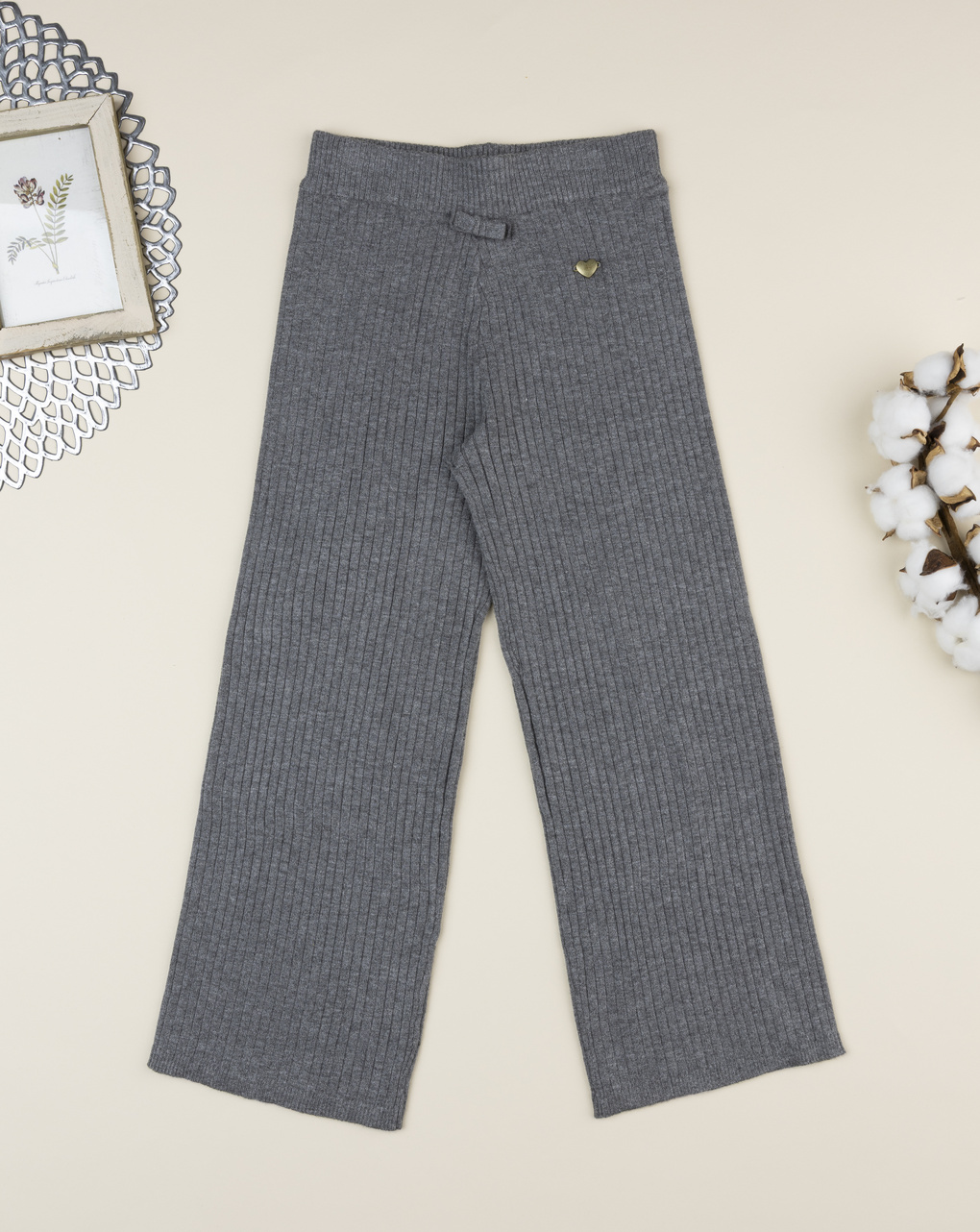 Pantaloni costina bambina grigi
