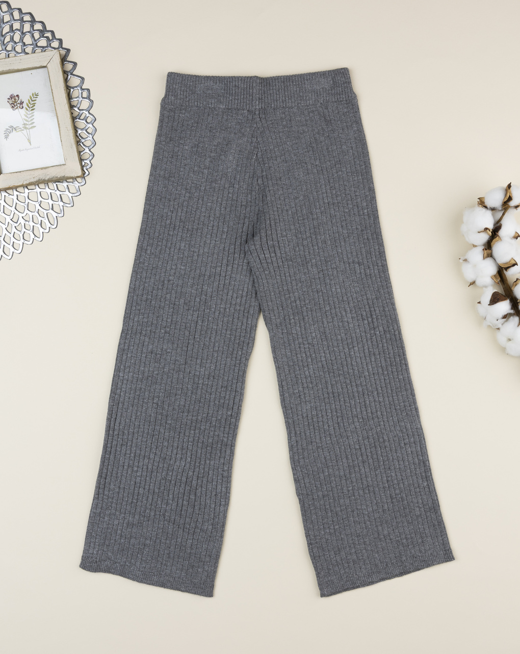 Pantaloni costina bambina grigi