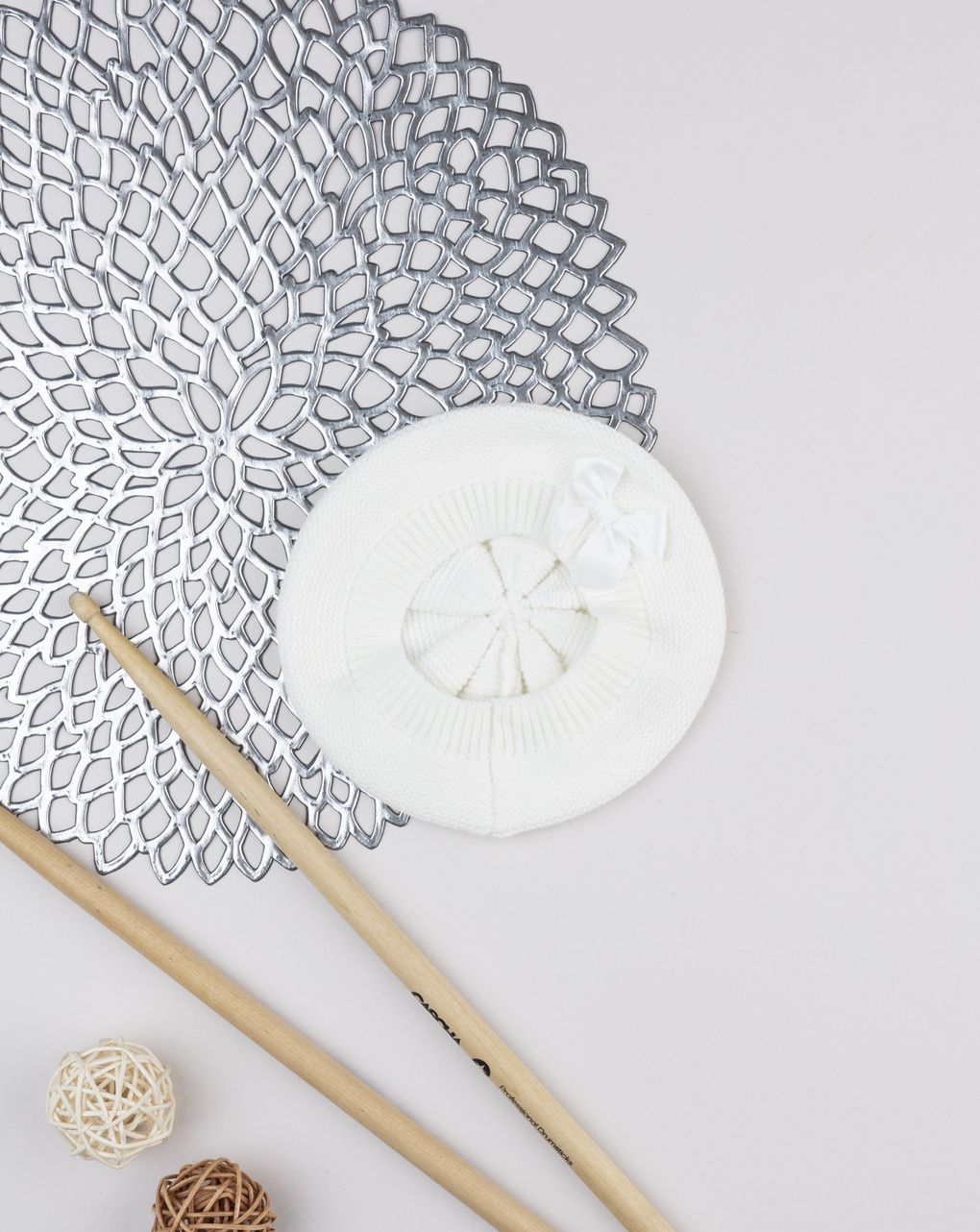 Cappello bianco bimba tricot