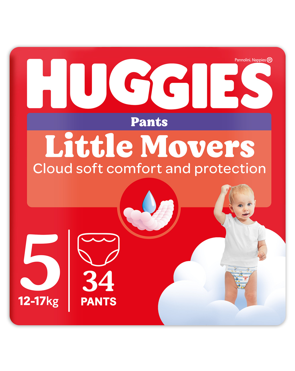 Pannolini little movers mutandina tg.5 – 34 pezzi – huggies