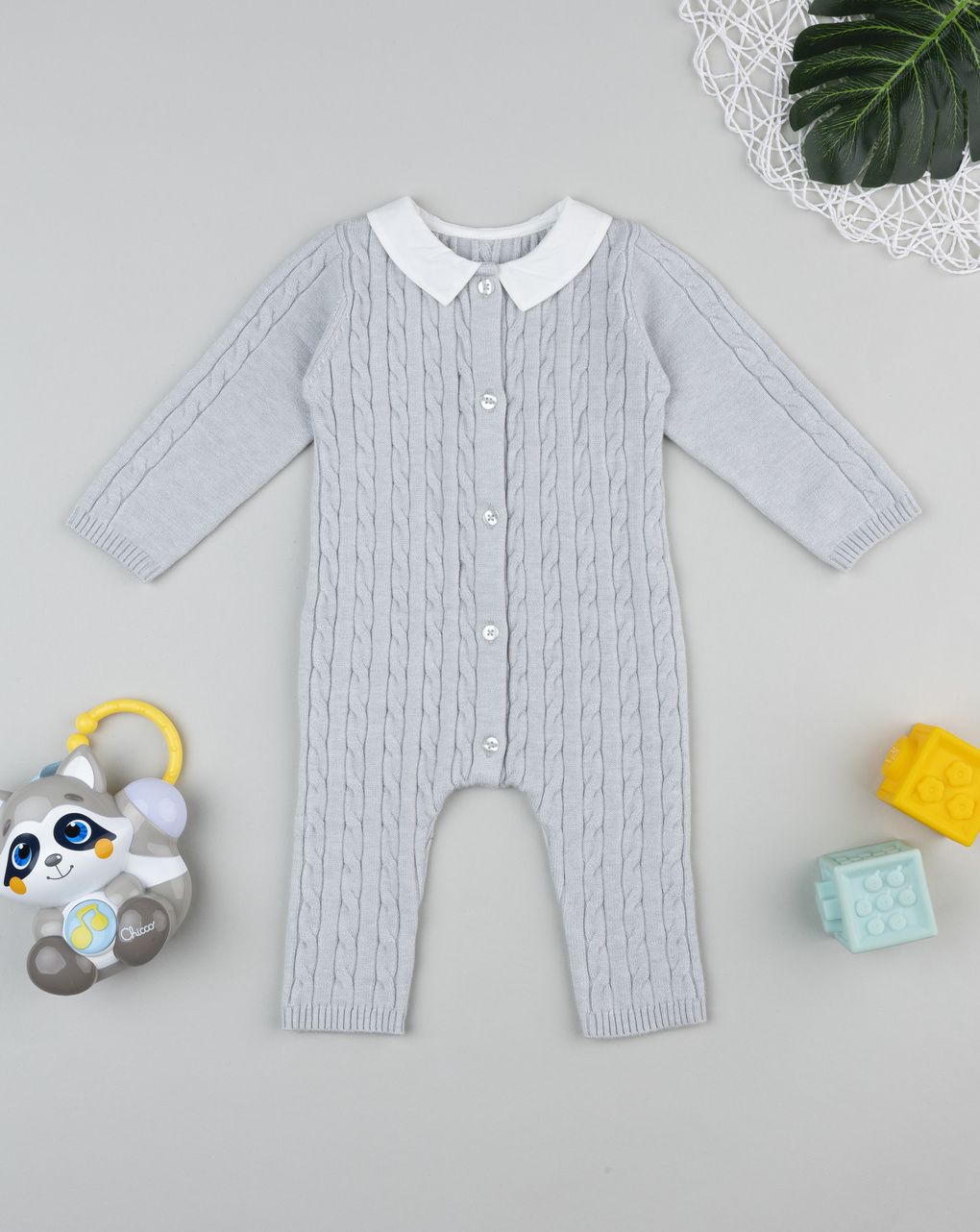 Tutina tricot neonato grigia