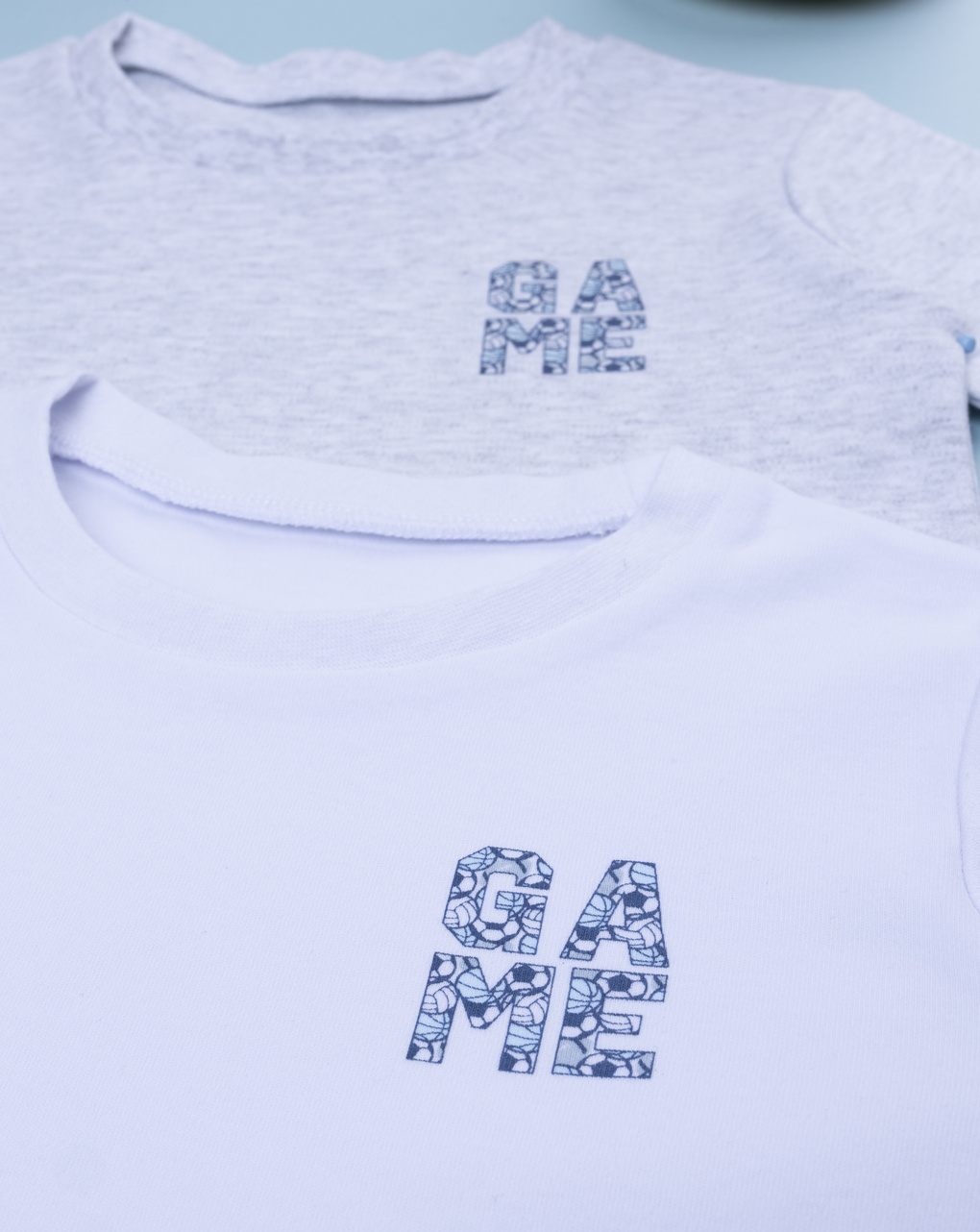 Pack 2 t-shirt bianco/grigio bambino "game"