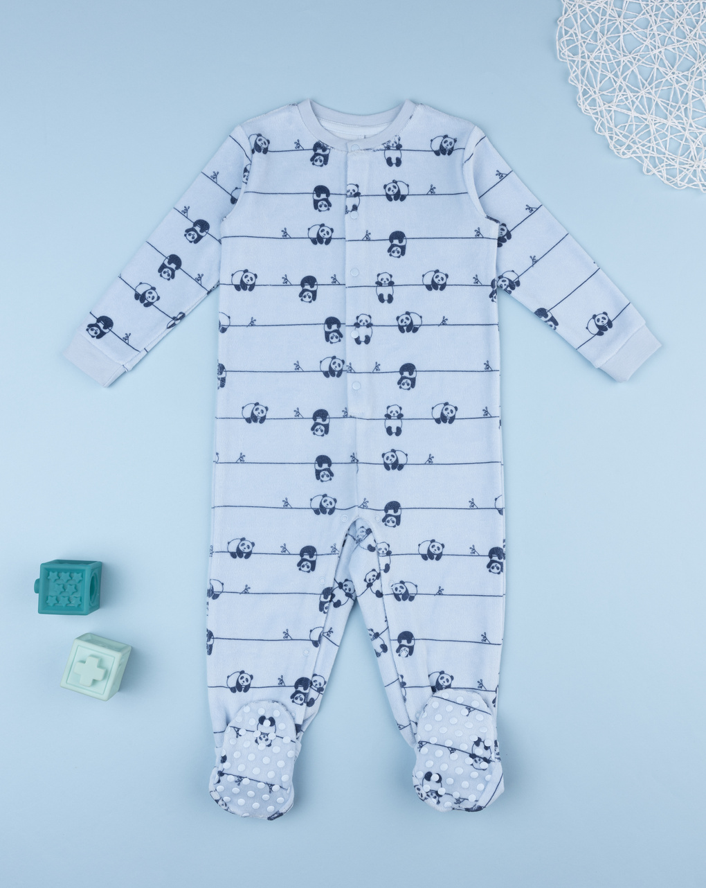 Pigiamone bimbo azzurro stampato