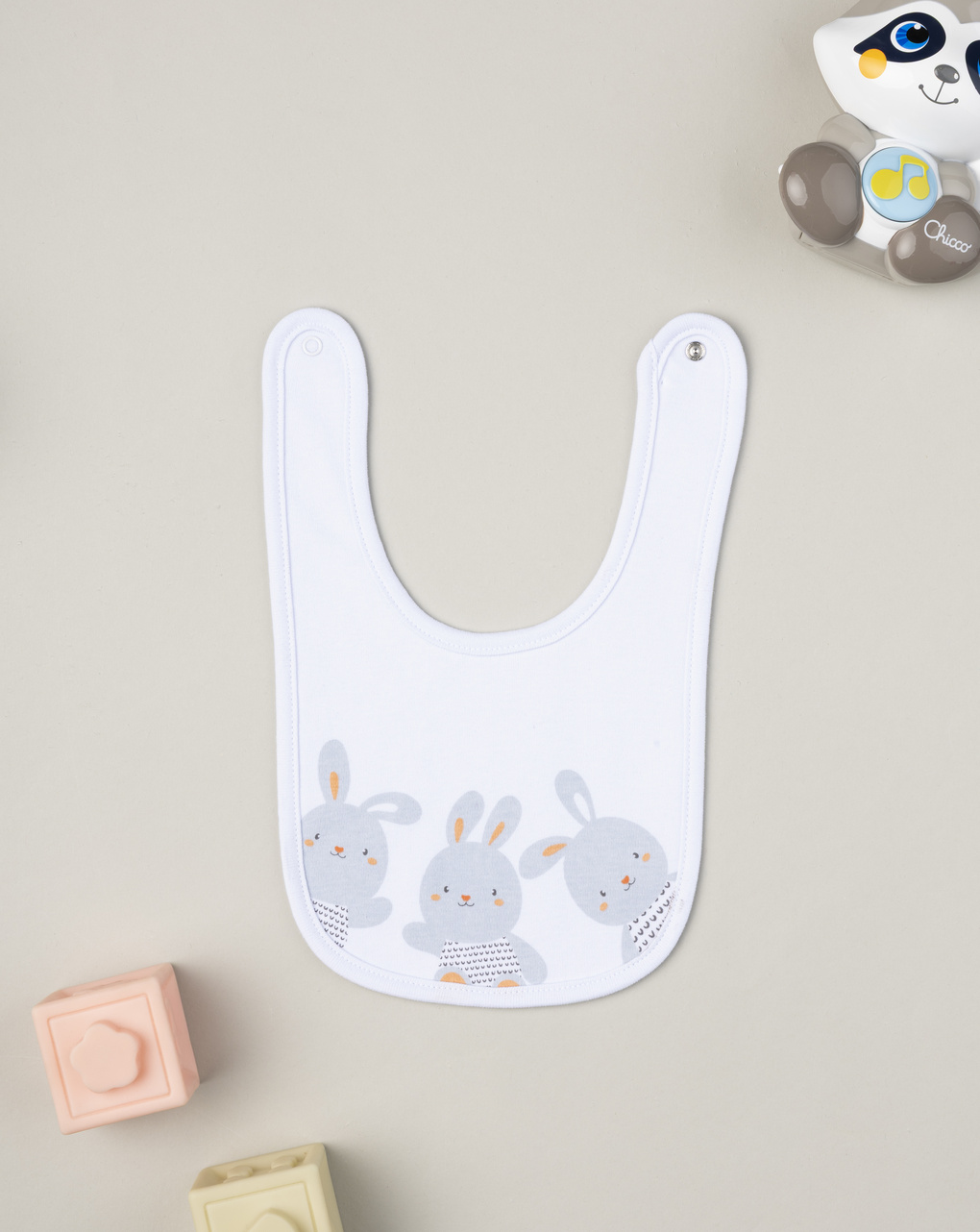 Bavaglino unisex bianco coniglietti