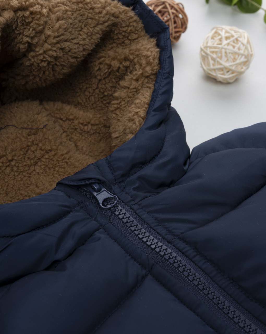 Piumino bimbo blu finto pelo