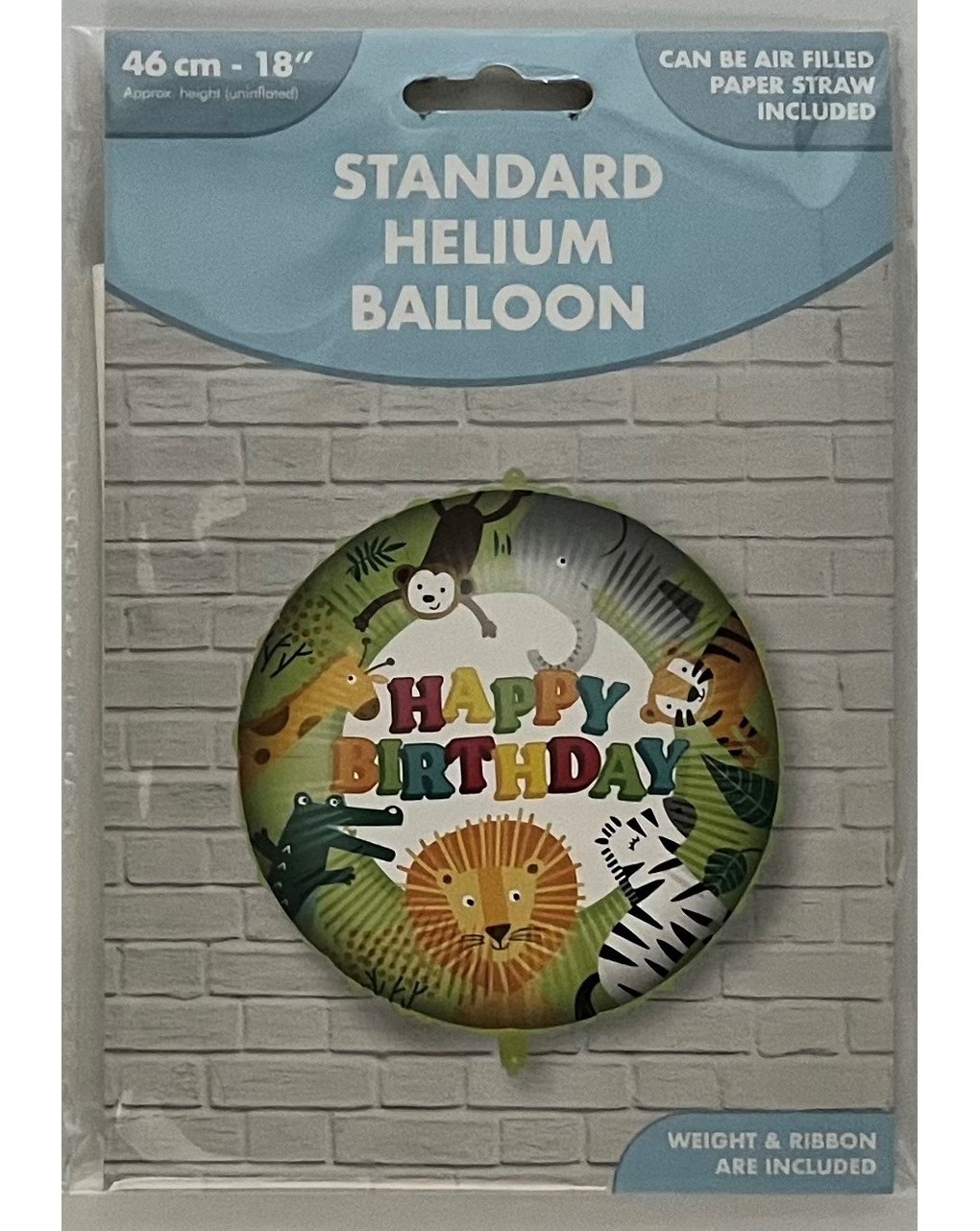 Palloncino foil 45 cm - happy birthday jungle con peso