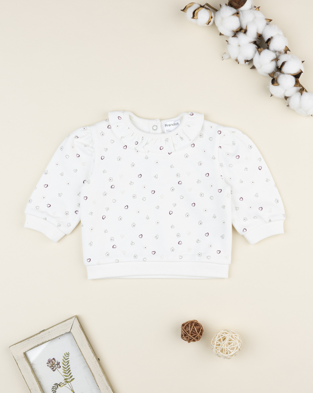 Maglia bimba bianca cuori e rouche