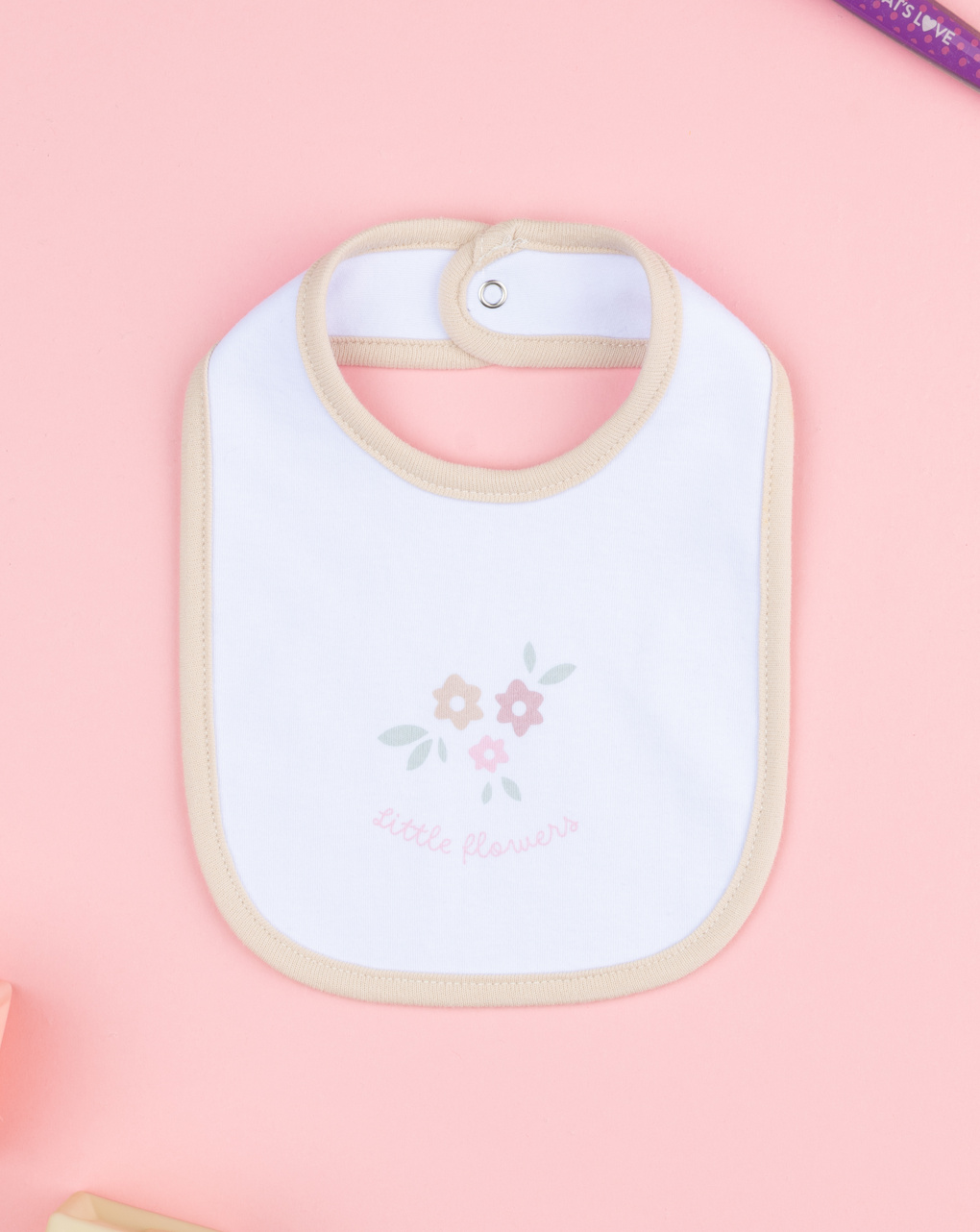 Bavaglino bimbo biege fiori