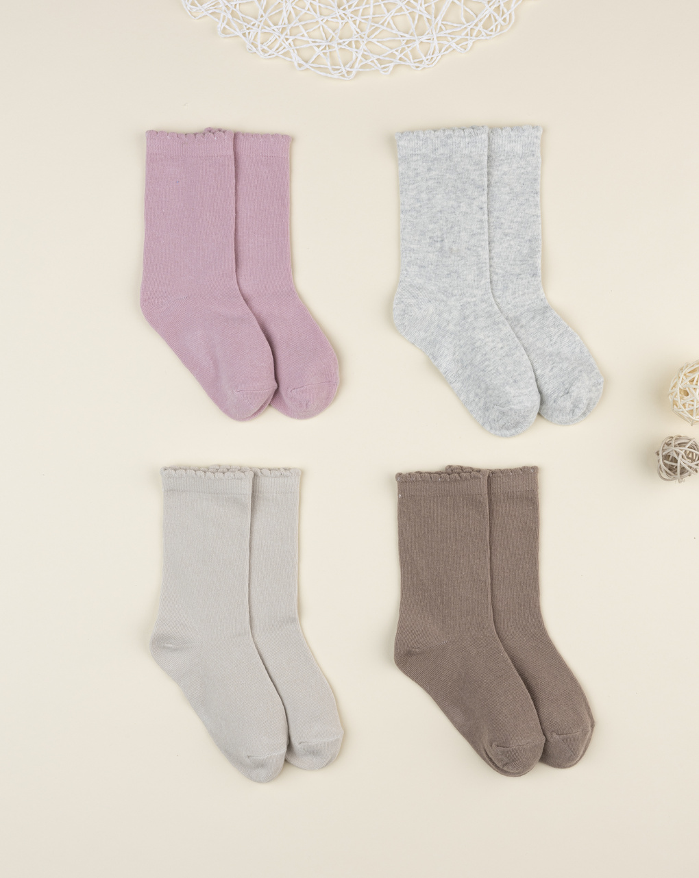 Pack 4 calze bimba tinta unita