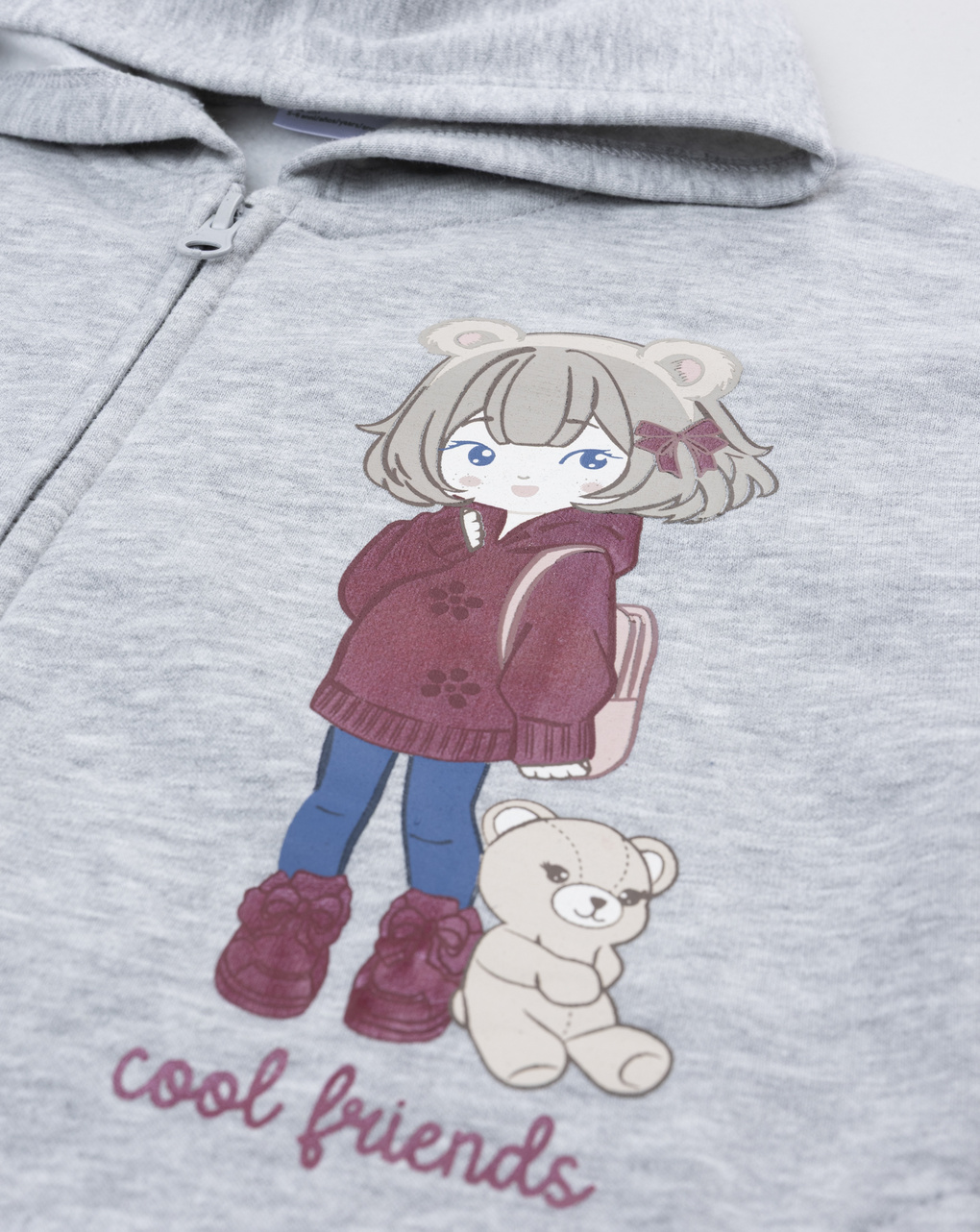 Completo jogging felpato bimba grigio/bordeaux