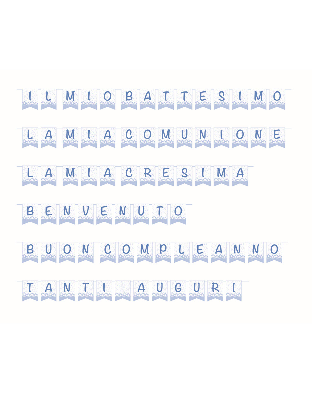 Festone 33 bandiere carta 15x20 cm - baby azzurro