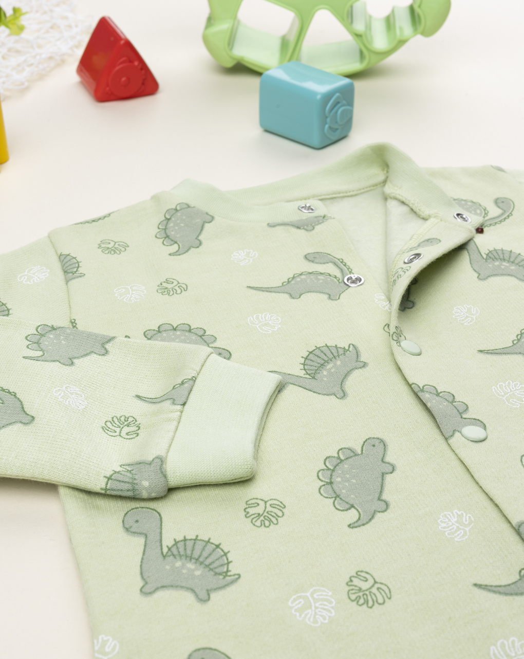 Pigiamone bimbo verde stampa dinosauri