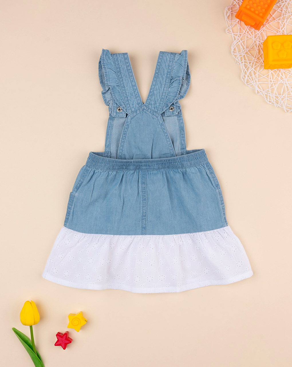 Pinafore bimba denim e sangallo