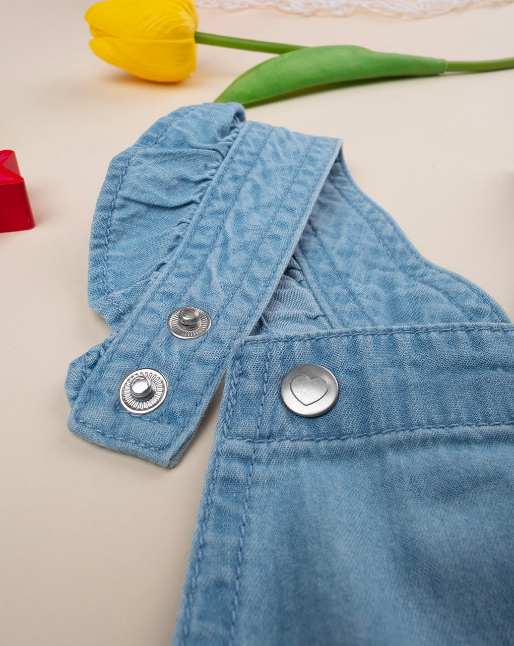 Pinafore bimba denim e sangallo