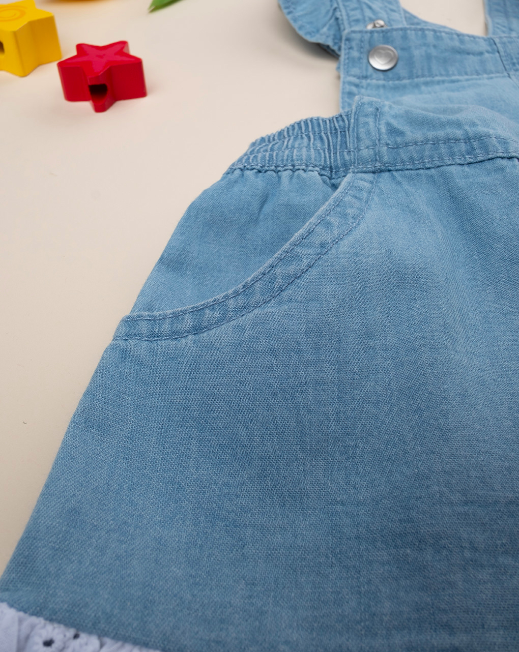 Pinafore bimba denim e sangallo