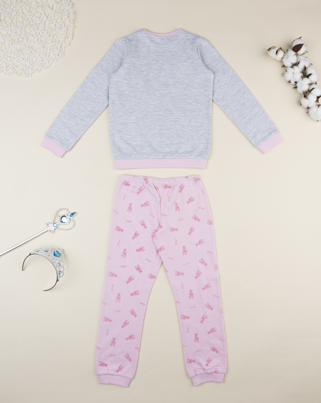 Pigiama bimba ballerina grigio/rosa