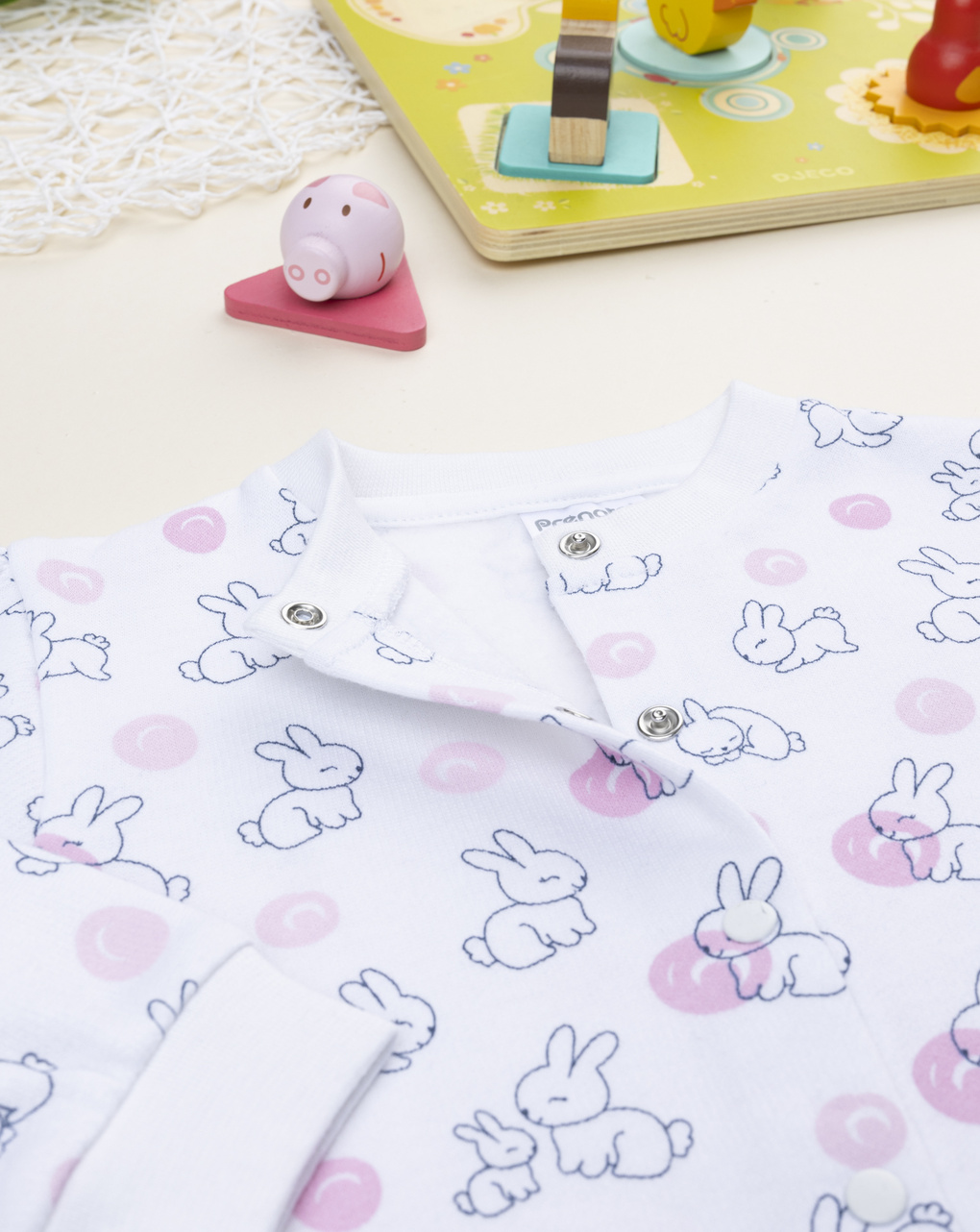 Pigiamone bimba bianco coniglietti